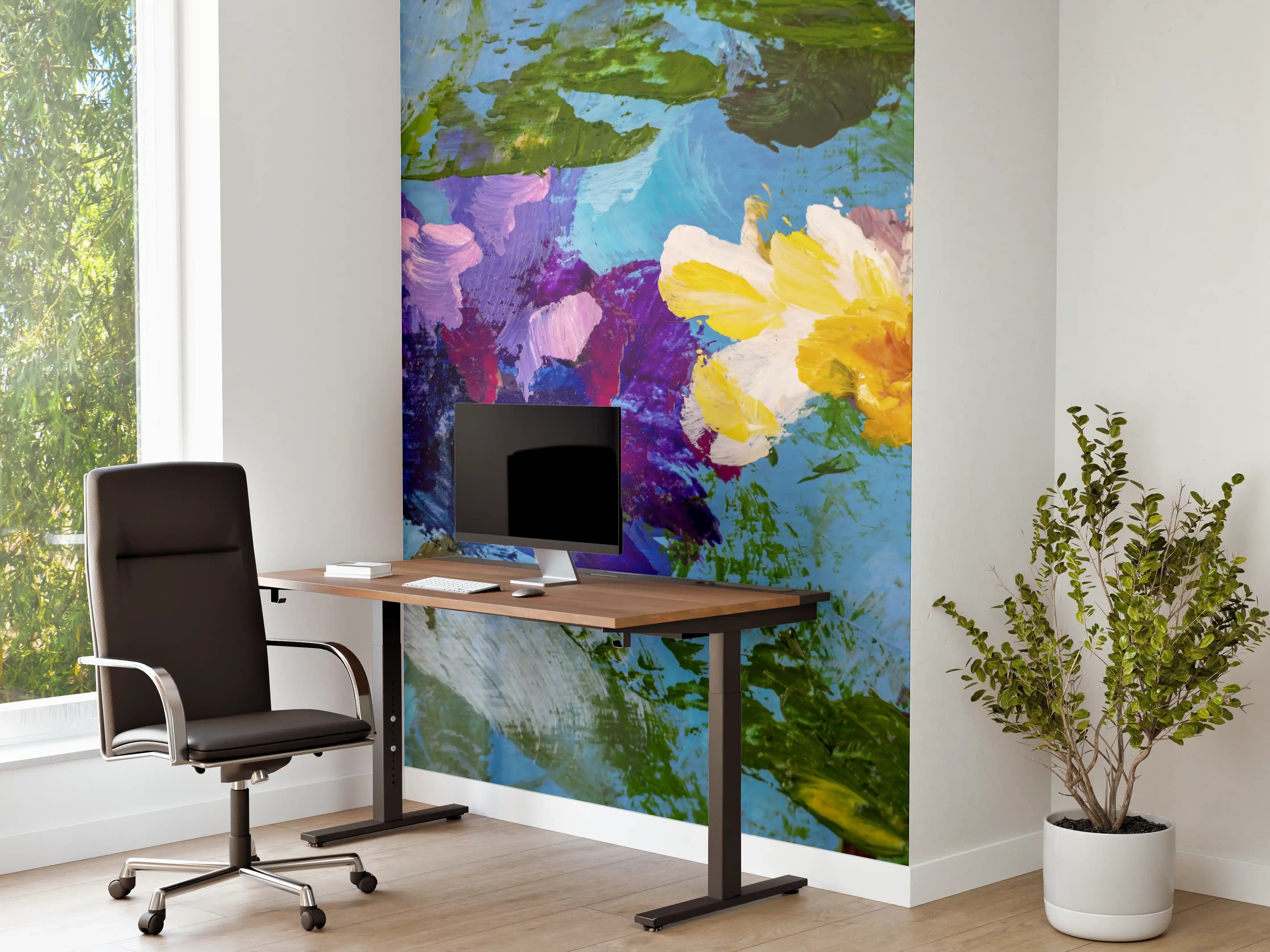 Büro Wandgestaltung - Impressionistisches Blumen Gemälde