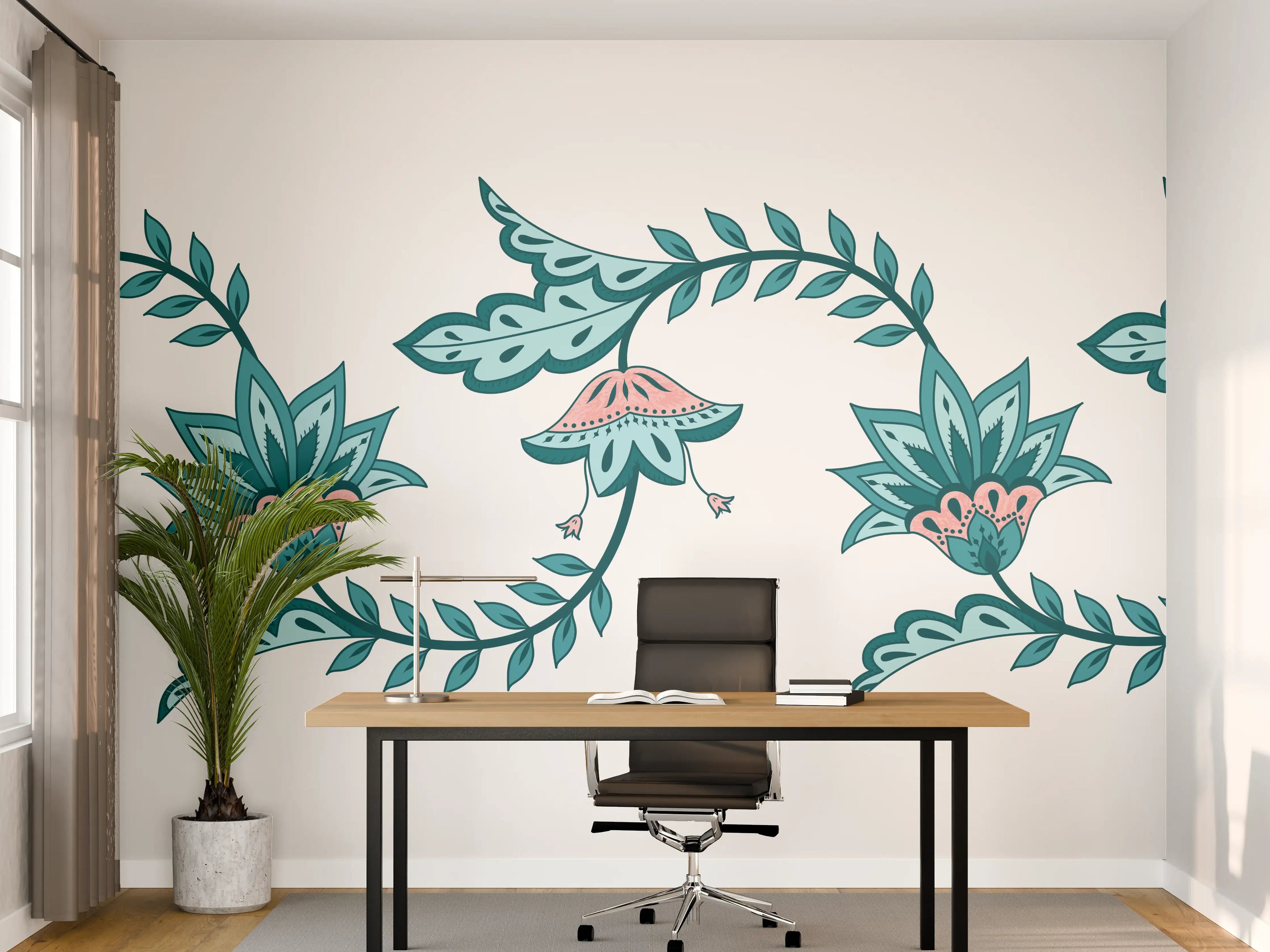 Büro Wandgestaltung - Indisches Paisley Batik Muster