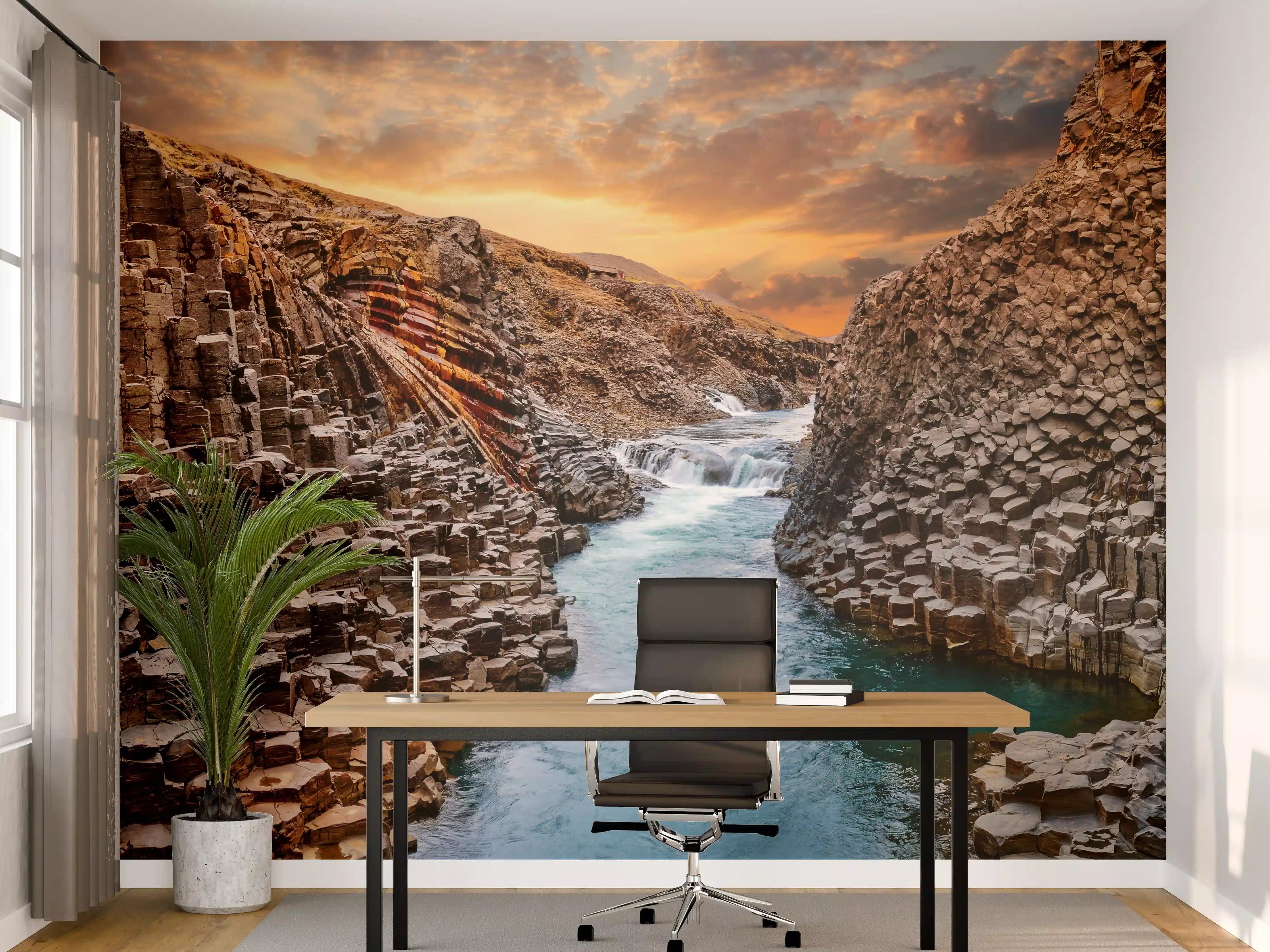 Büro Wandgestaltung - Isländische Basalt-Schlucht