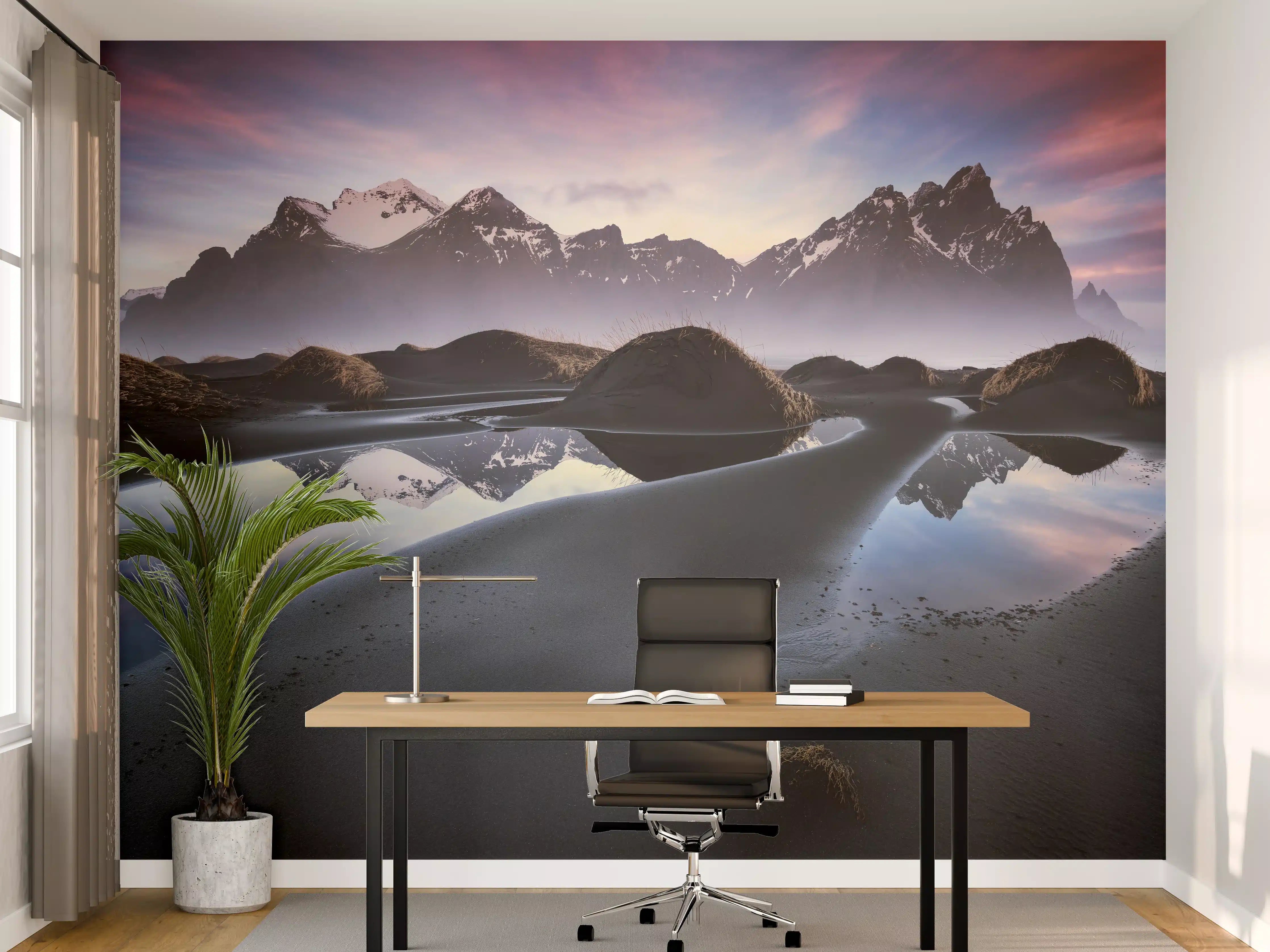Büro Wandgestaltung - Island Berge im Winter