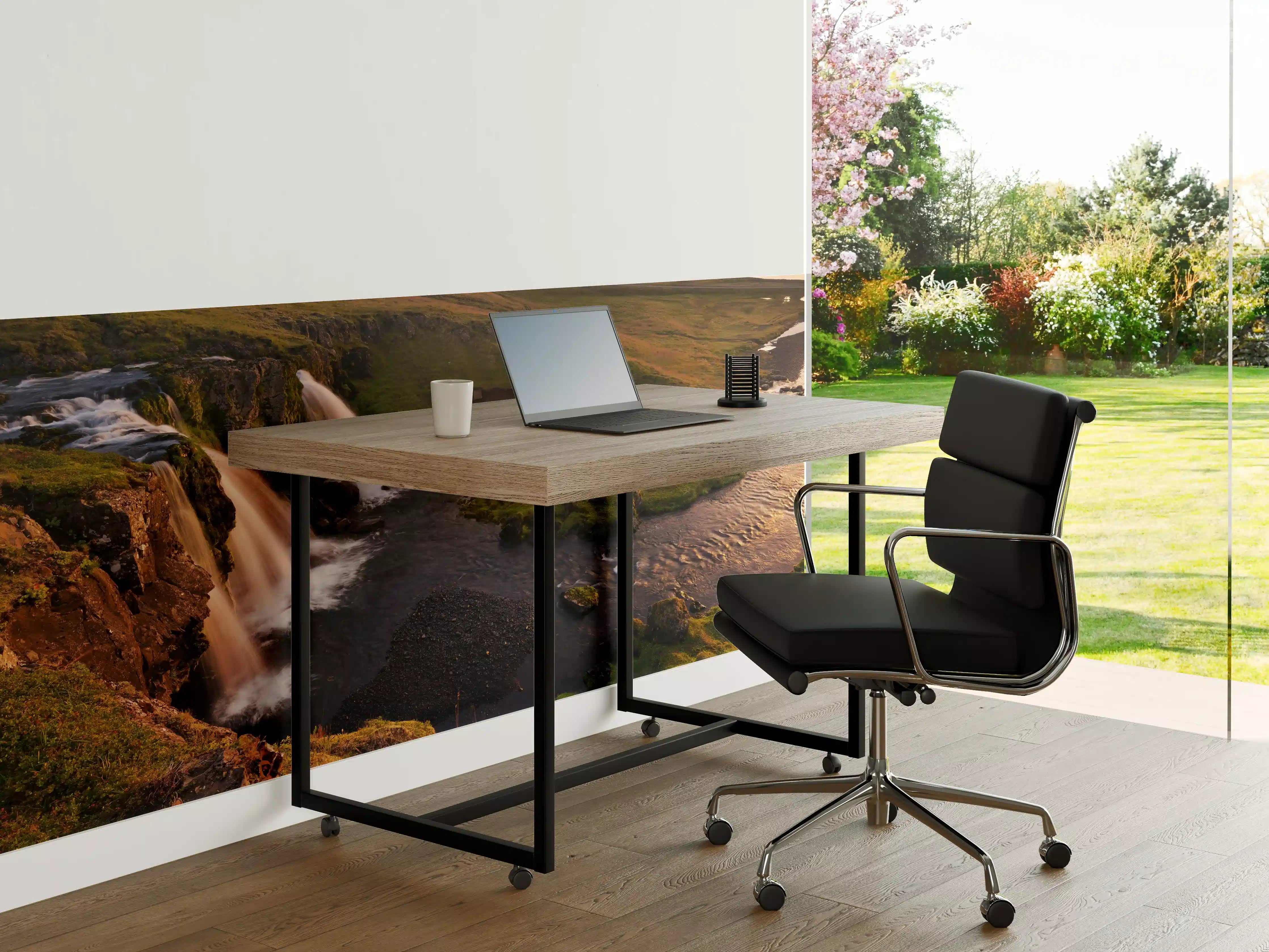 Büro Wandgestaltung - Island Wasserfall Morgenrot