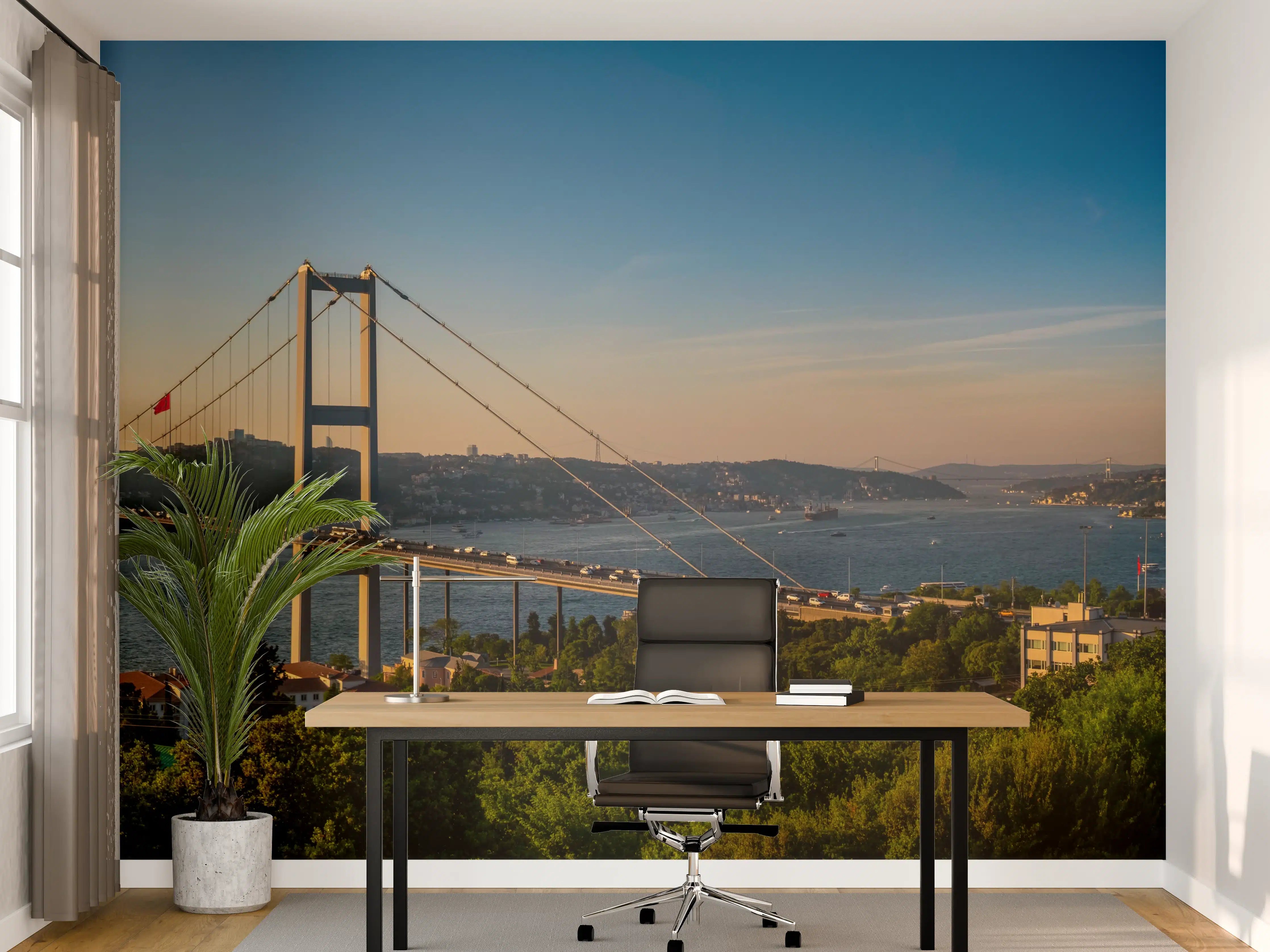 Büro Wandgestaltung - Istanbul Bosporus Skyline Blau-Grün