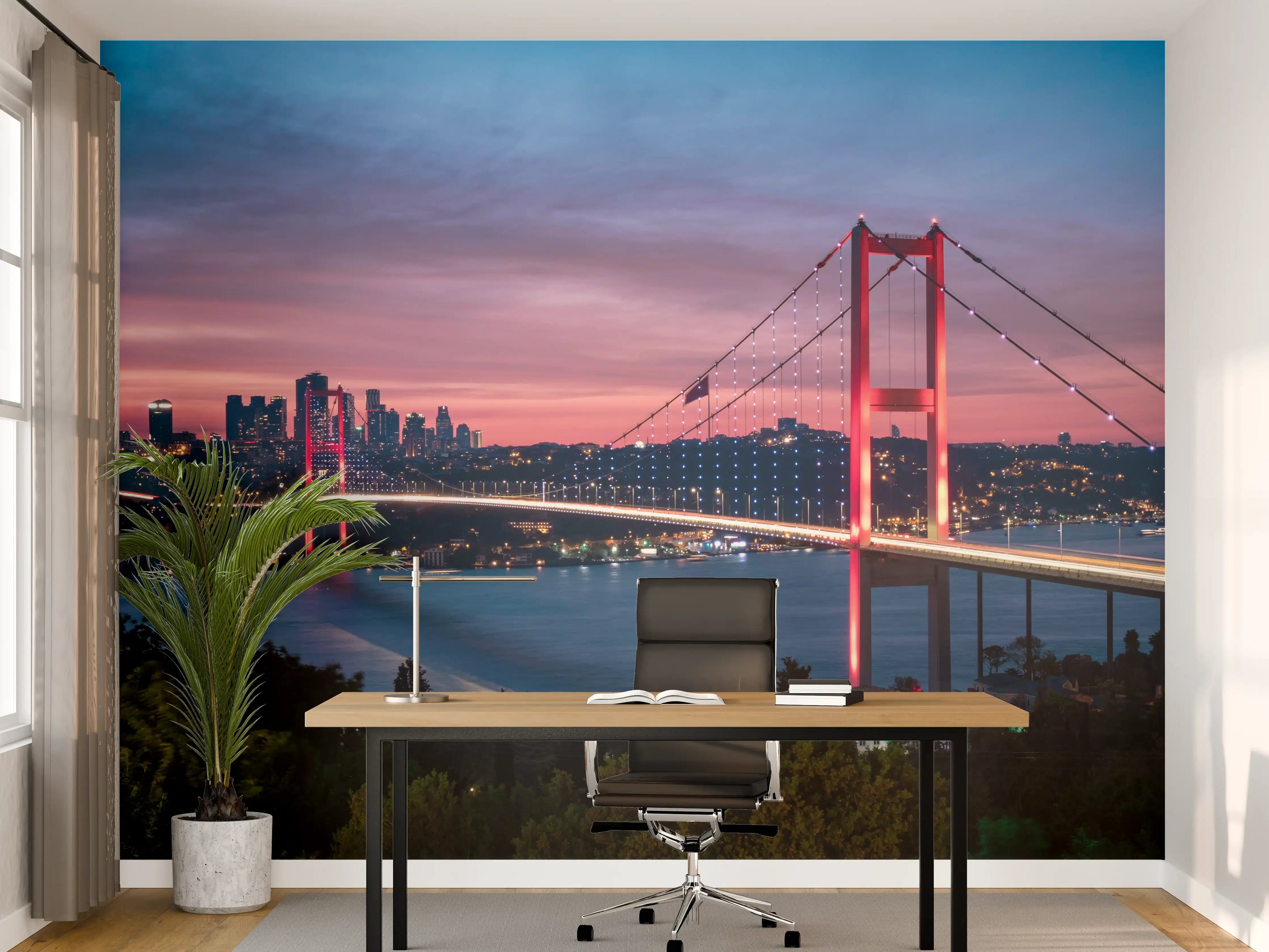 Büro Wandgestaltung - Istanbul Bosporusbrücke bei Dämmerung