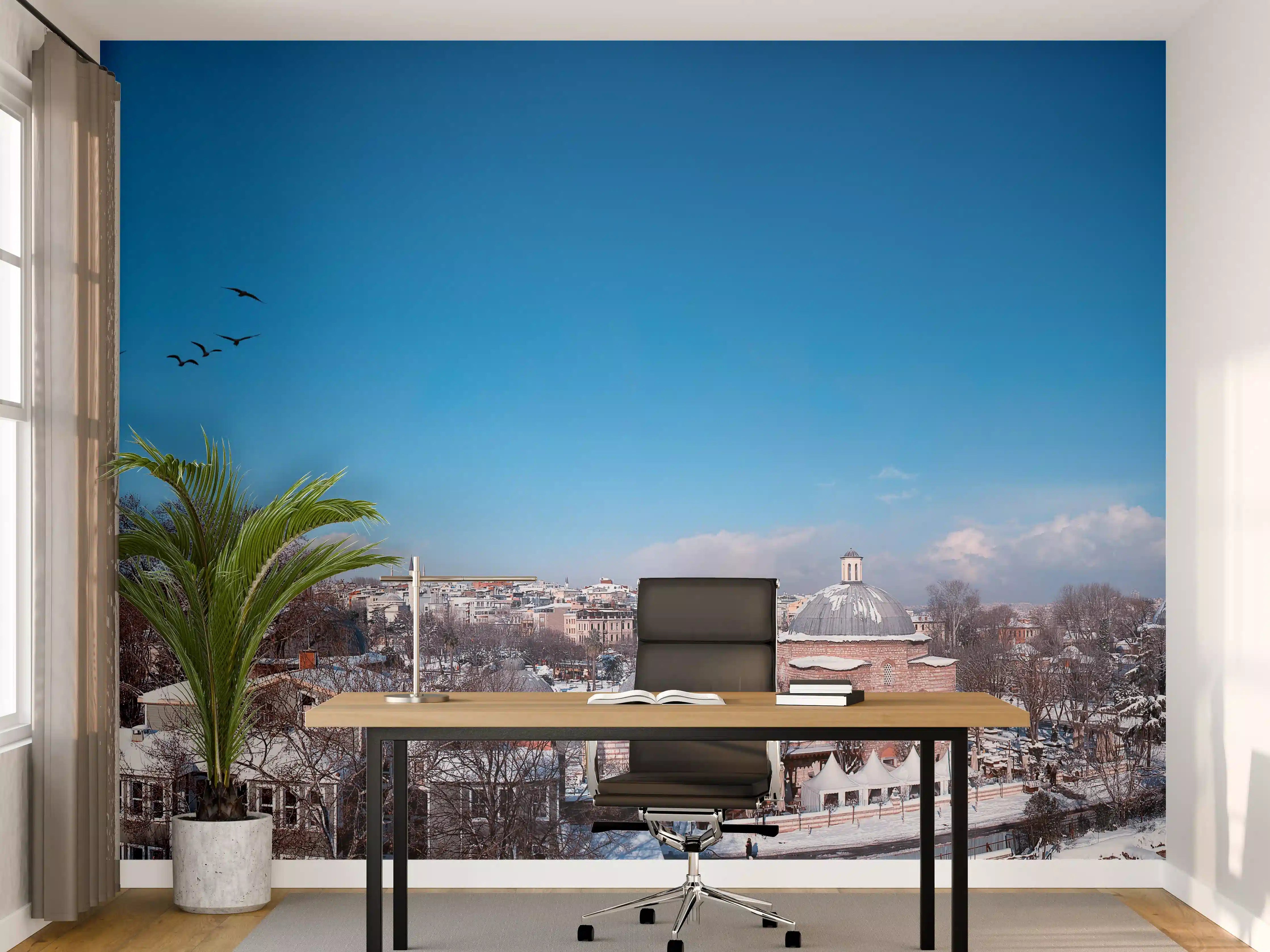 Büro Wandgestaltung - Istanbul Skyline Blau-Weiß