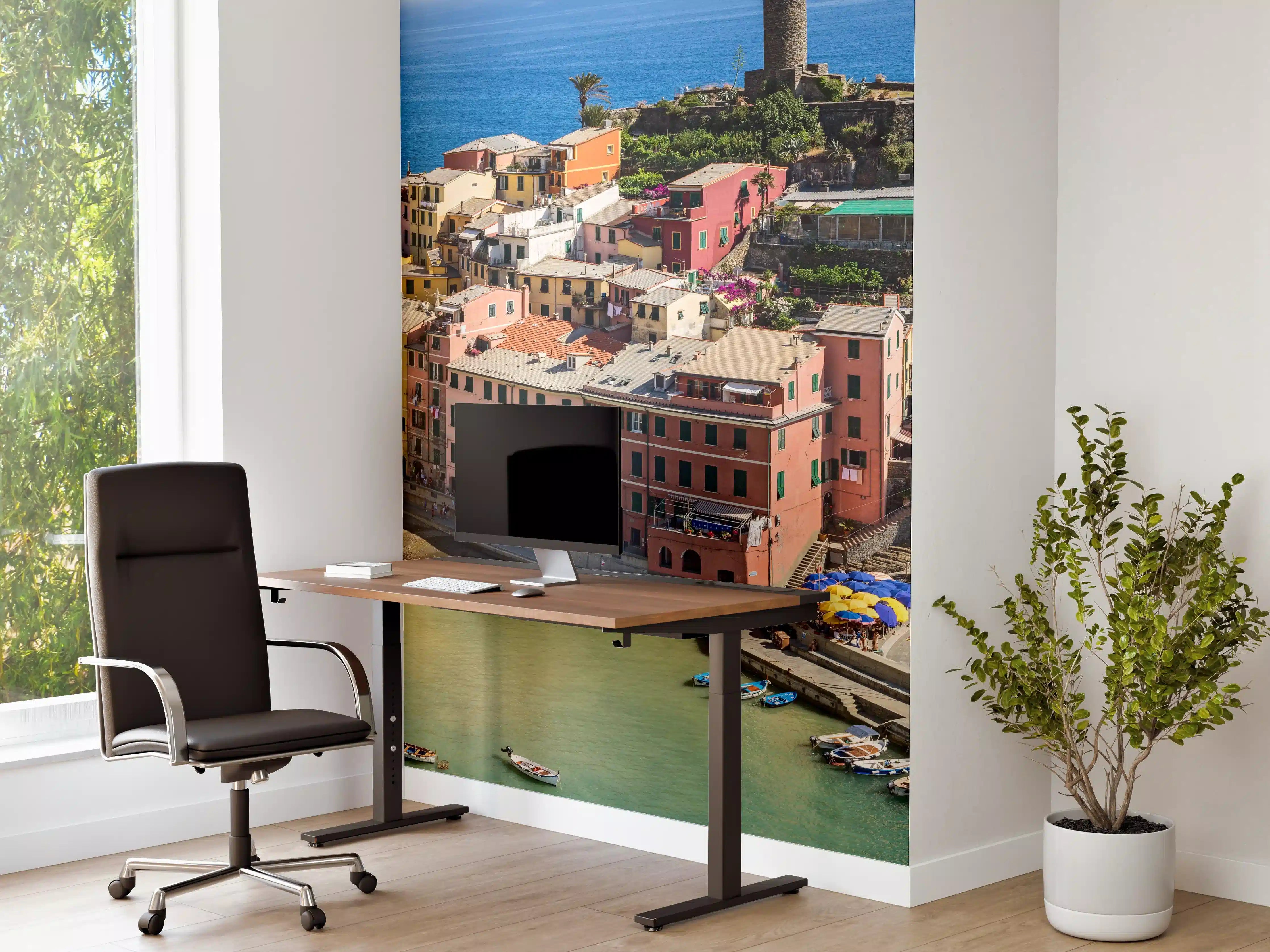 Büro Wandgestaltung - Italienische Küstenstadt in Türkis