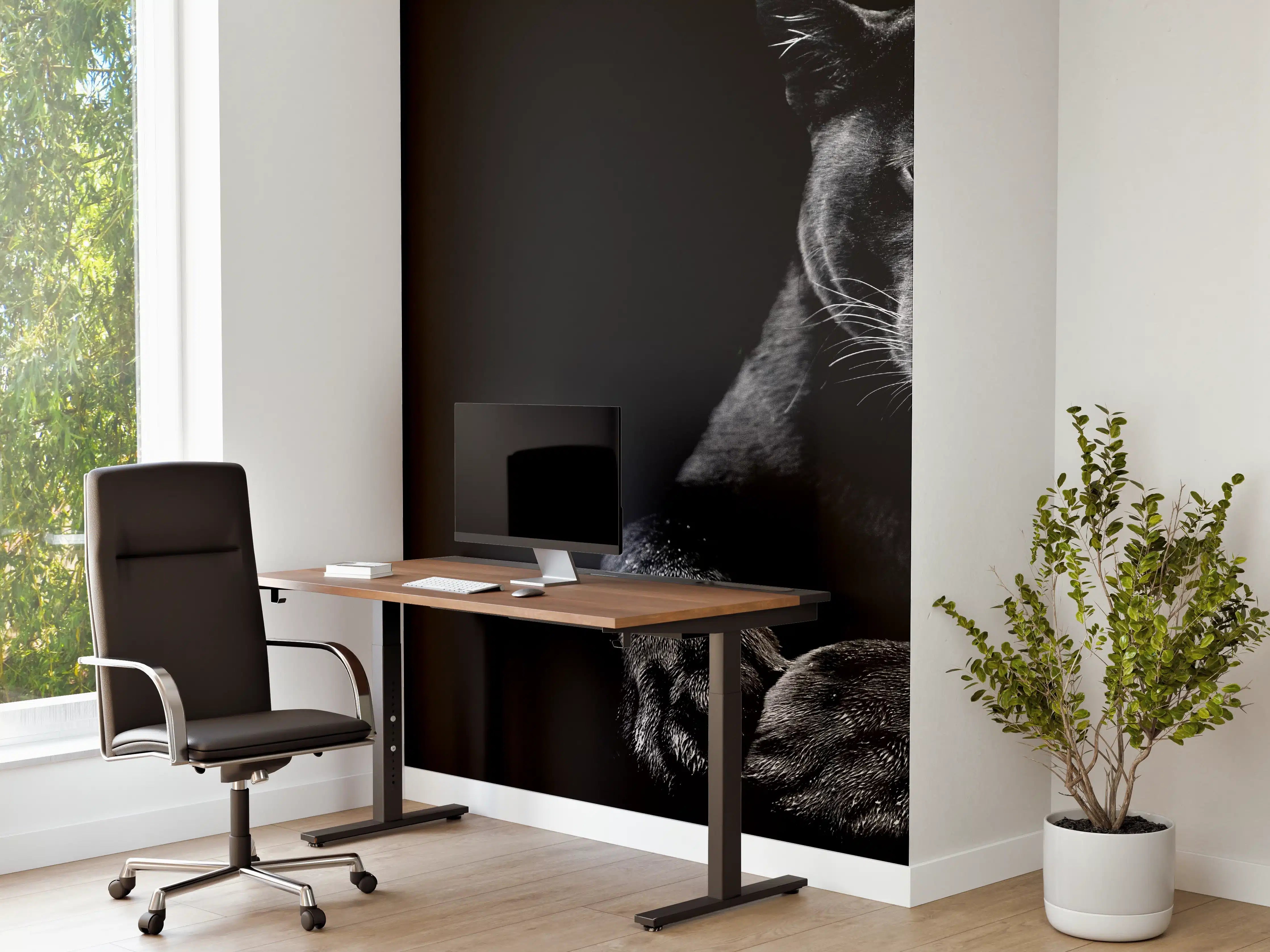 Büro Wandgestaltung - Jaguar auf schwarzem Hintergrund