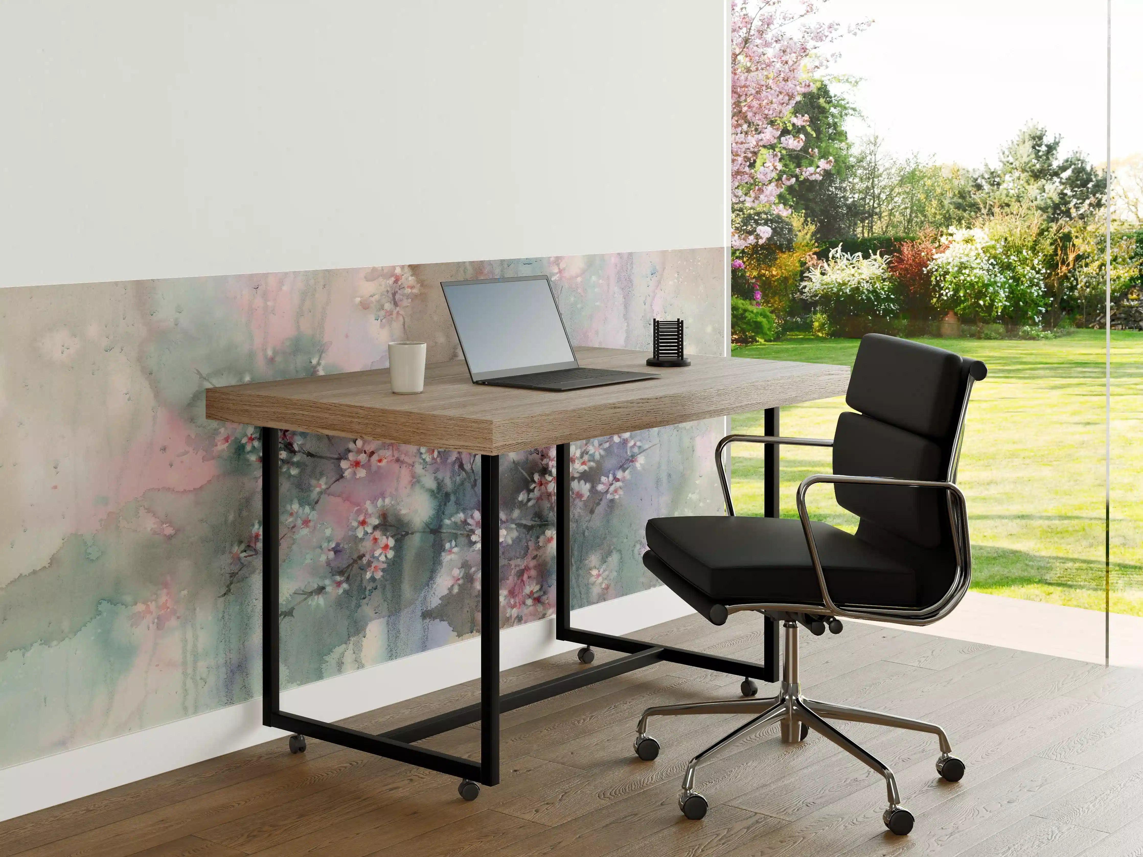 Büro Wandgestaltung - Japanische Kirchblüten mit Aquarell Muster