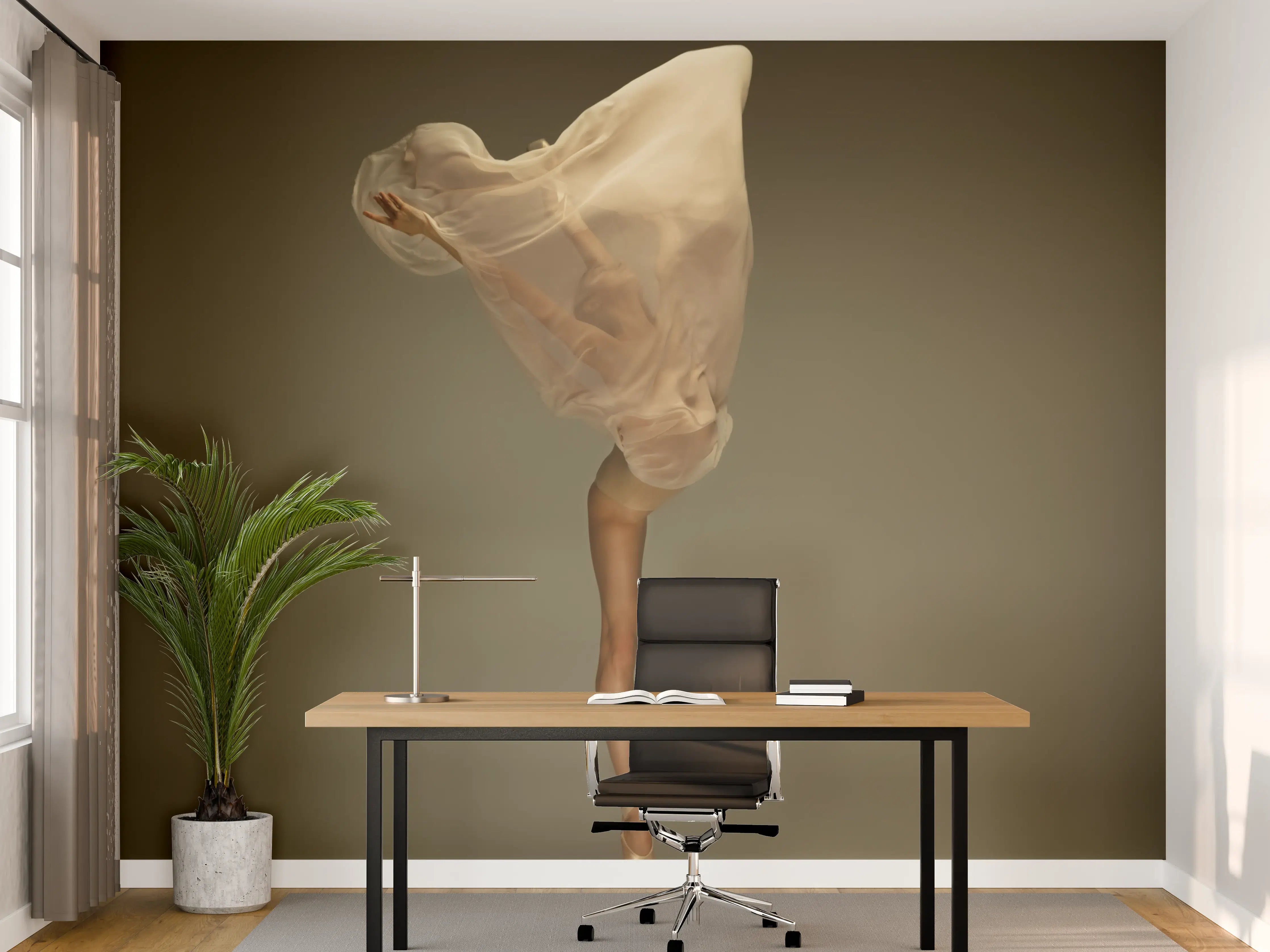 Büro Wandgestaltung - Junge Ballerina in grauem Studio