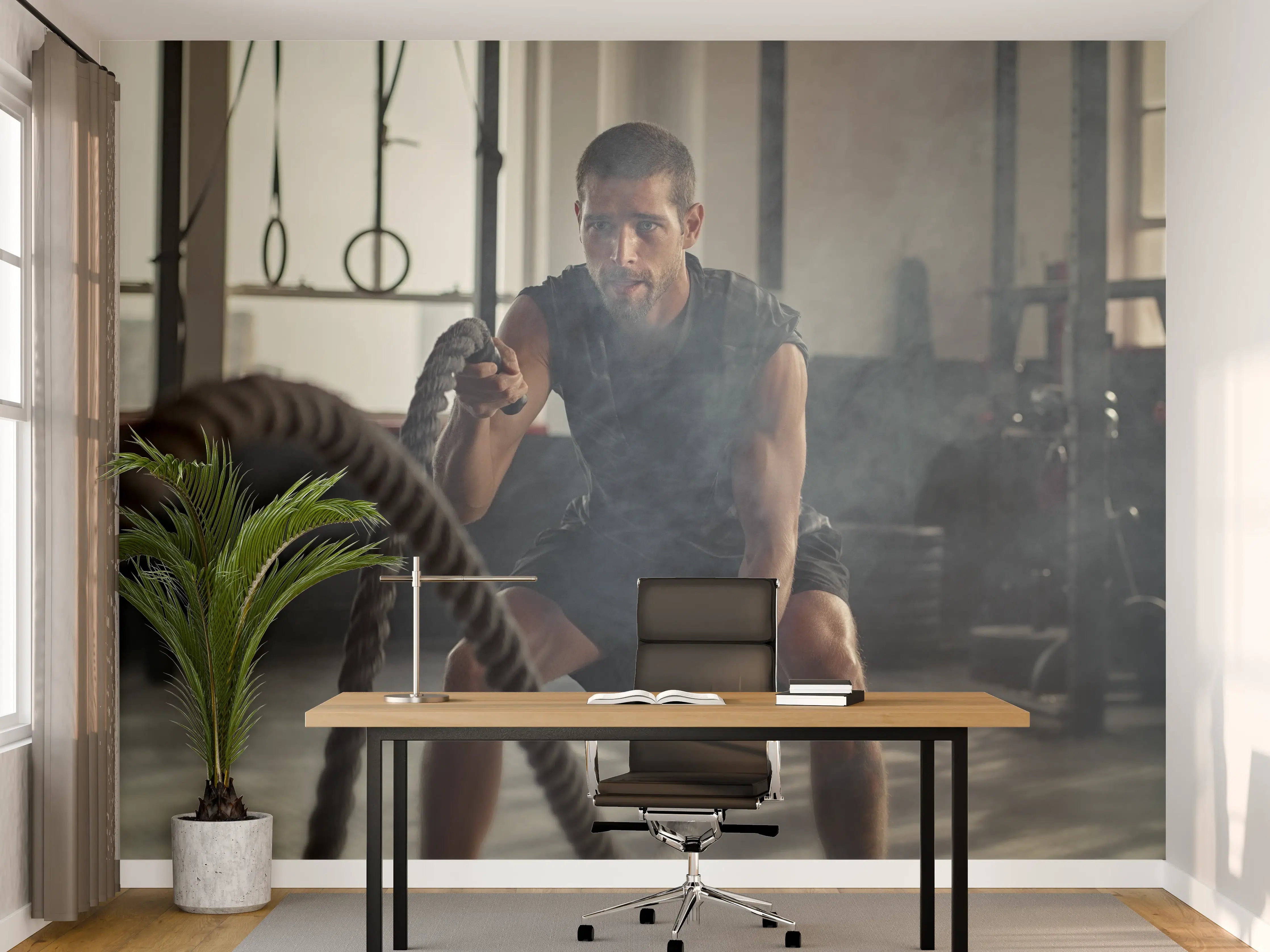 Büro Wandgestaltung - Junger Mann der trainiert