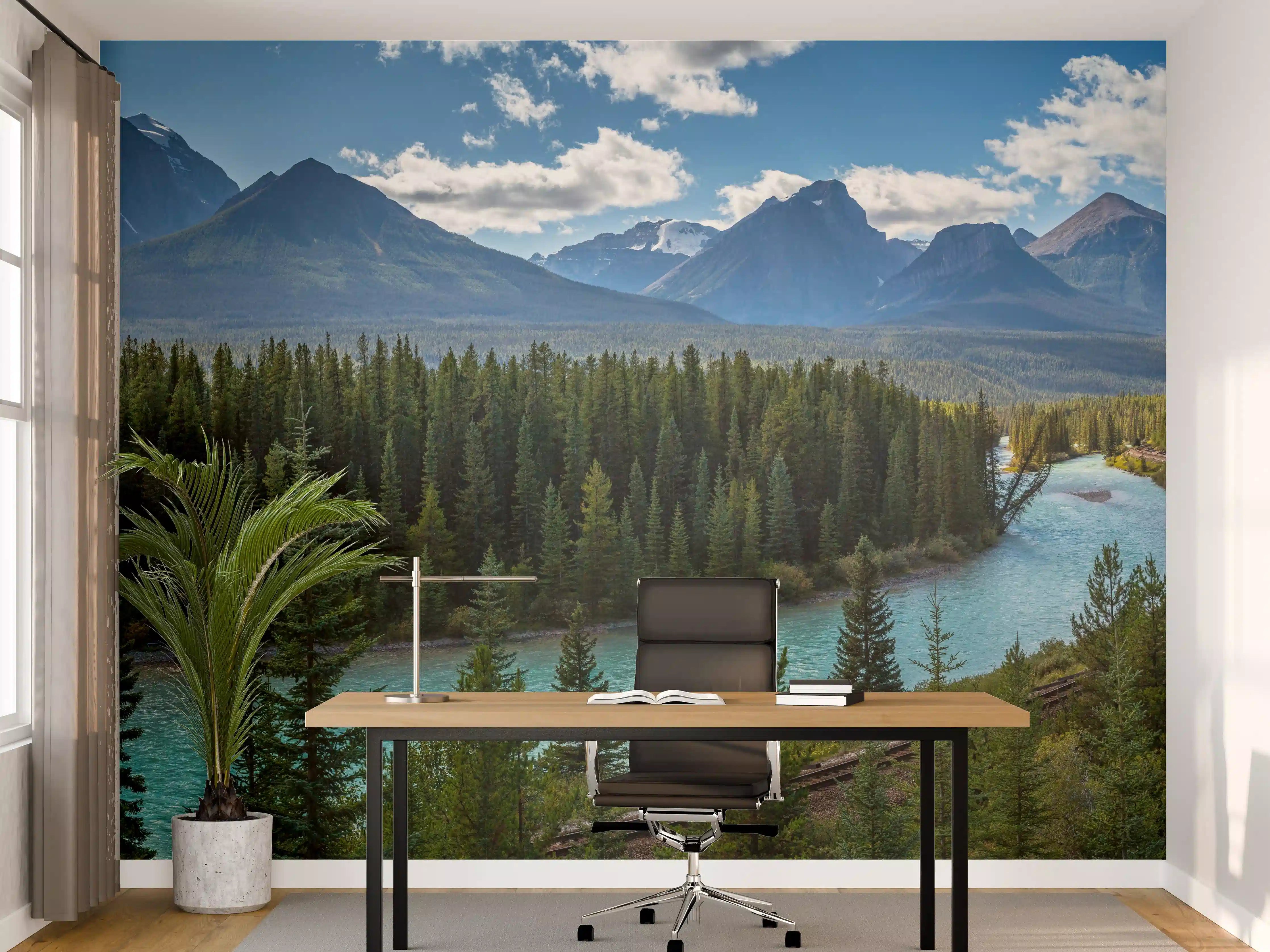 Büro Wandgestaltung - Kanada Nationalpark Natur Zug Gleisen