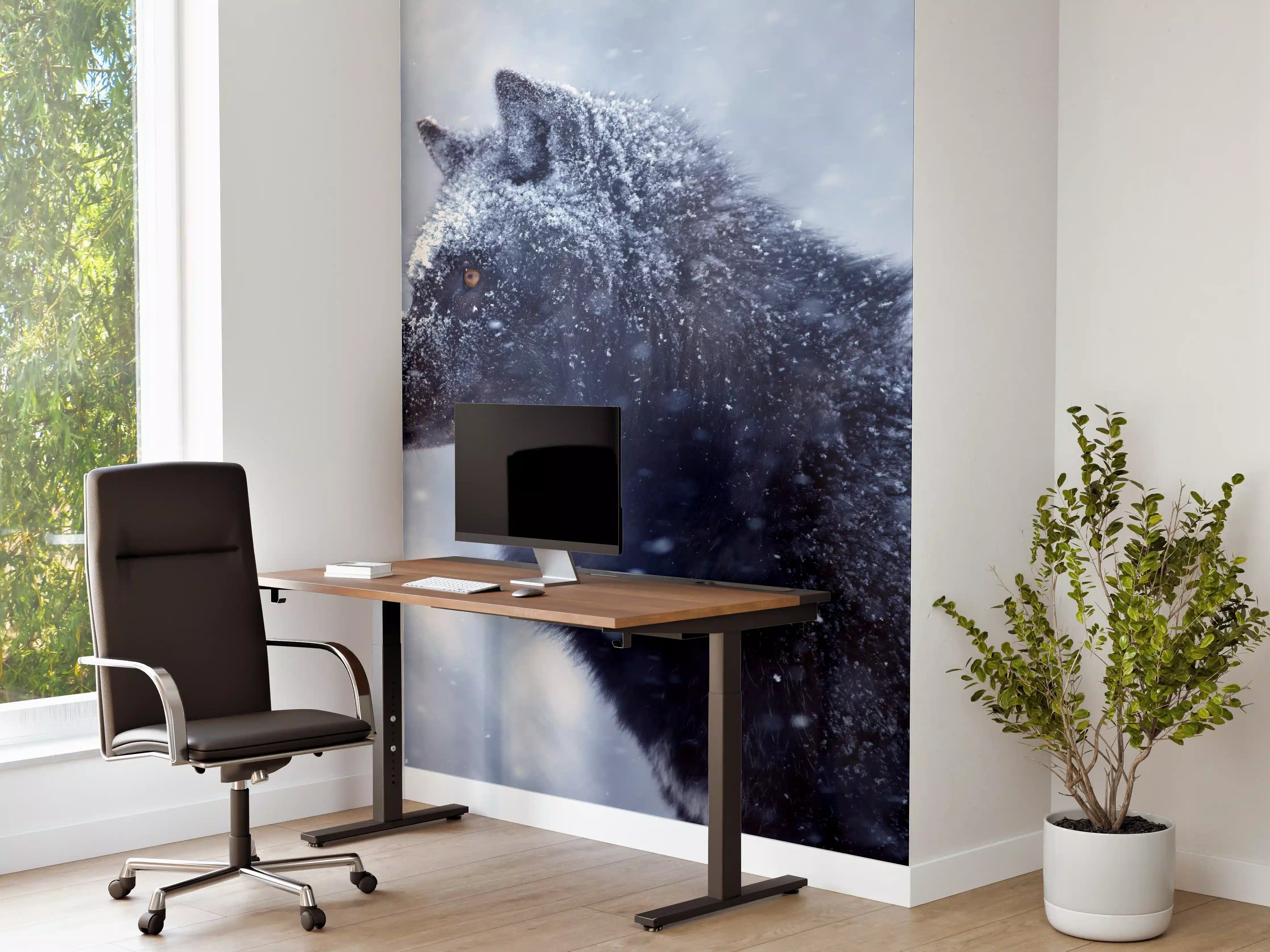 Büro Wandgestaltung - Kanadischer Wolf im Schneefall