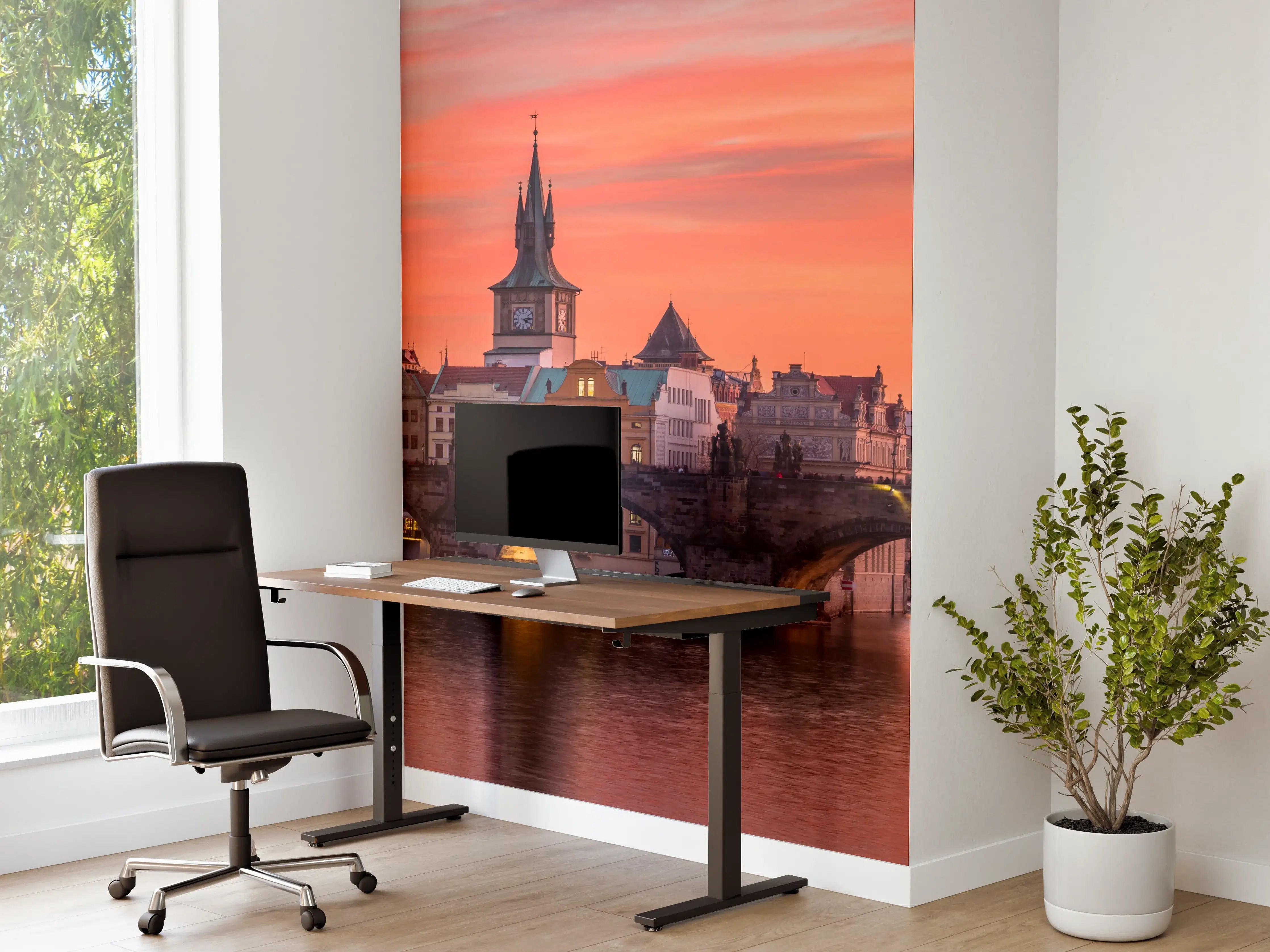 Büro Wandgestaltung - Karlsbrücke in Prag bei Sonnenuntergang