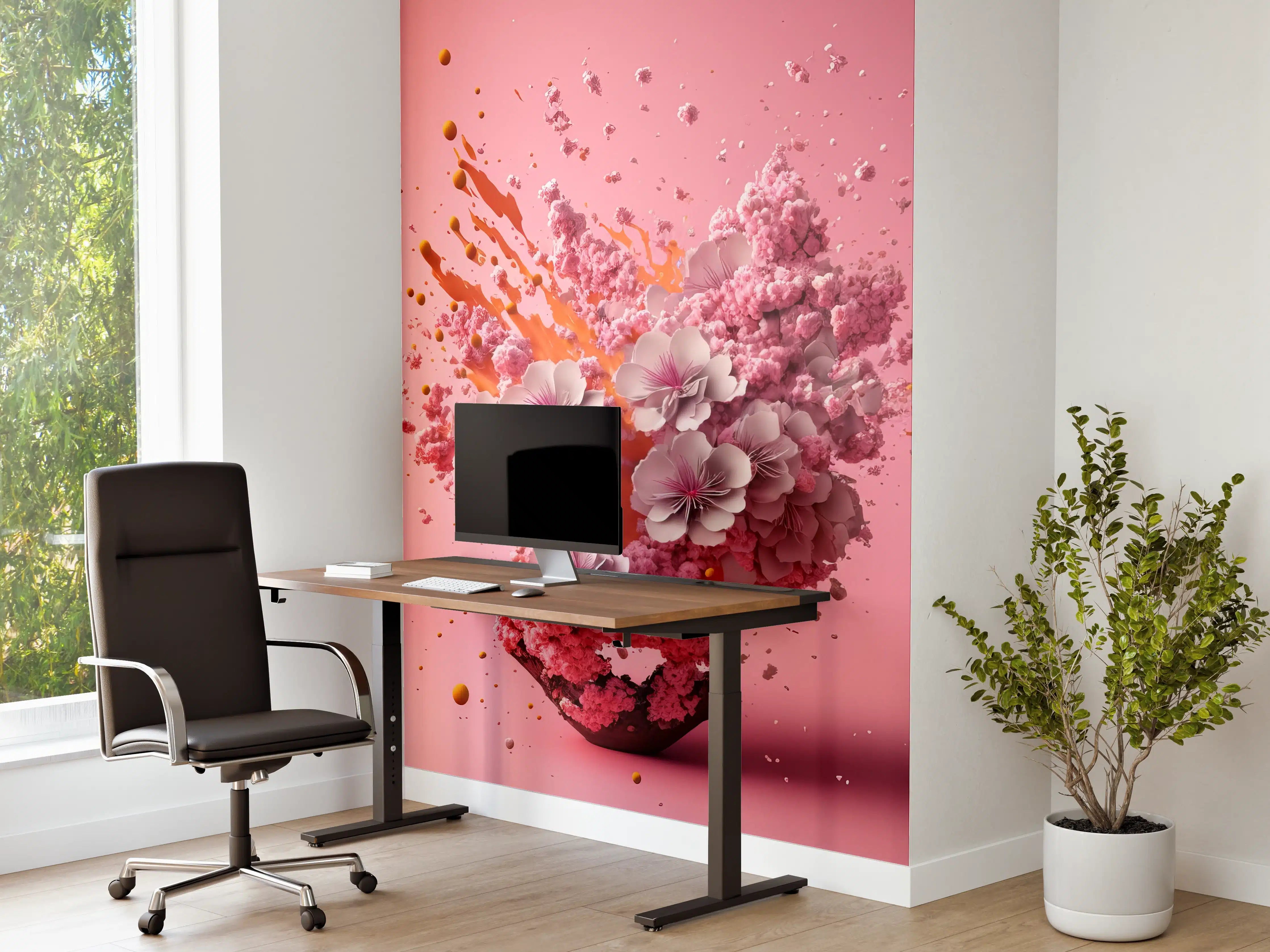 Büro Wandgestaltung - Kirschblüten Explosion Pink