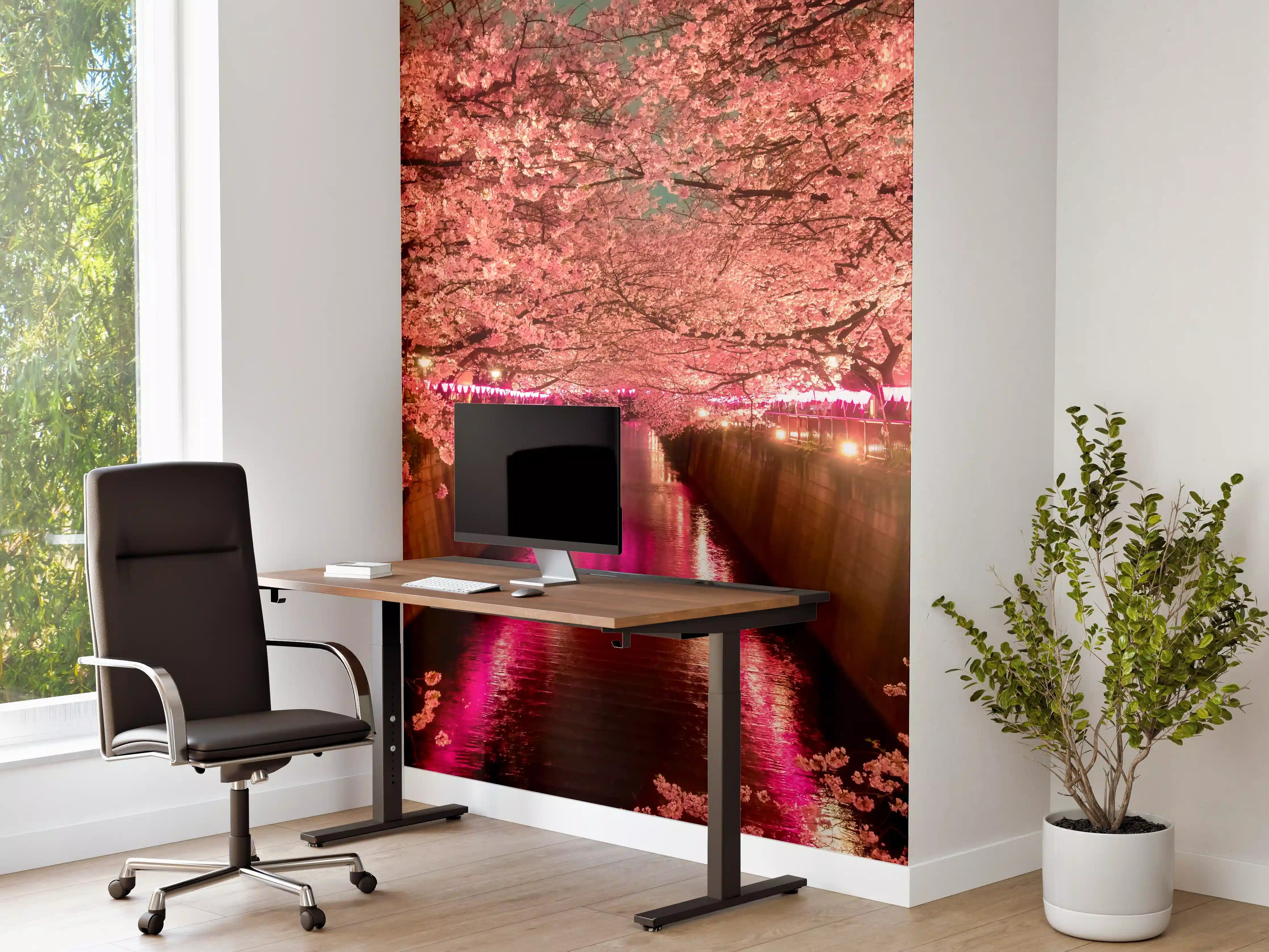 Büro Wandgestaltung - Kirschblüten bei Nacht in Tokio