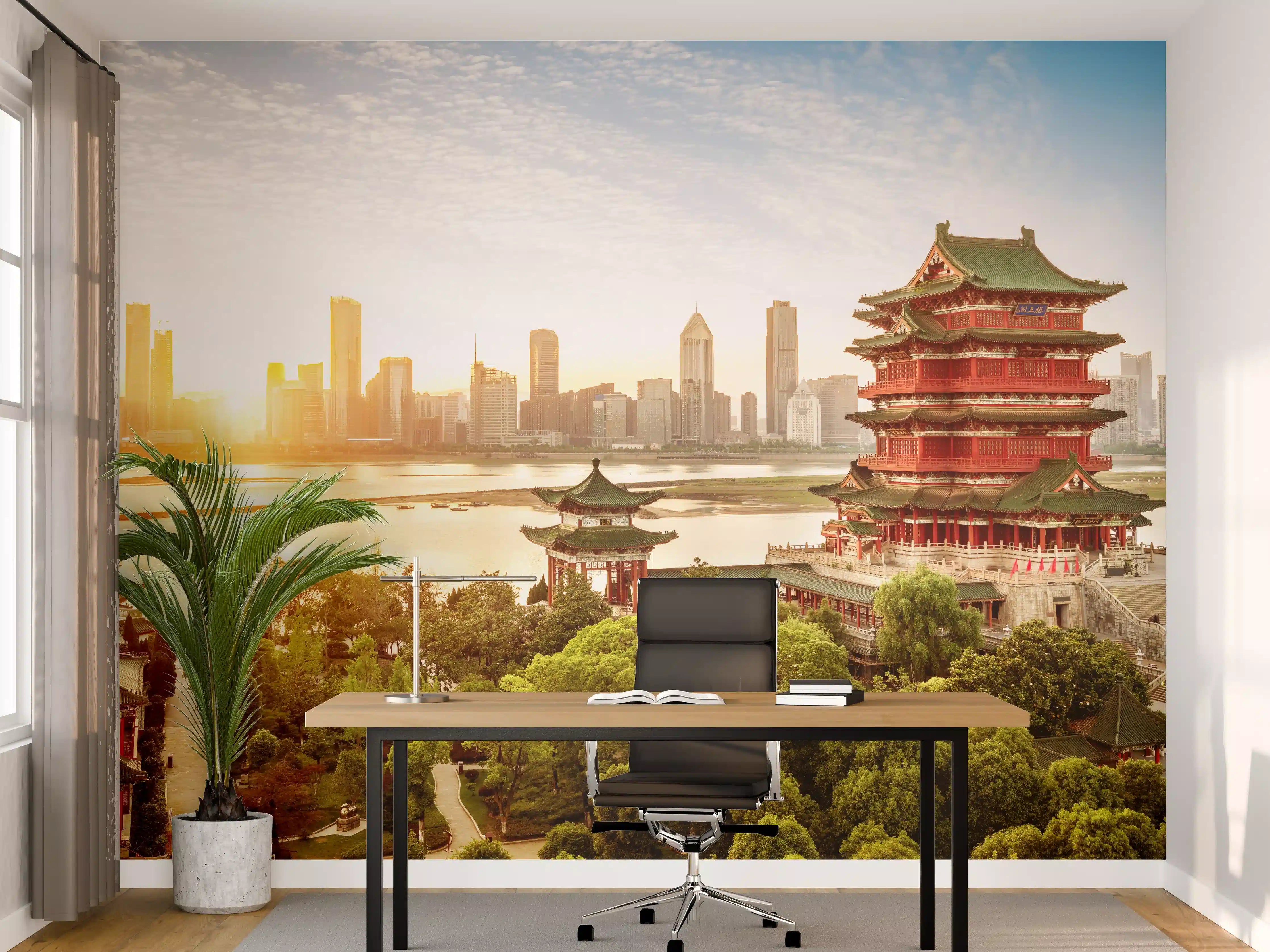 Büro Wandgestaltung - Klassische chinesische Architektur