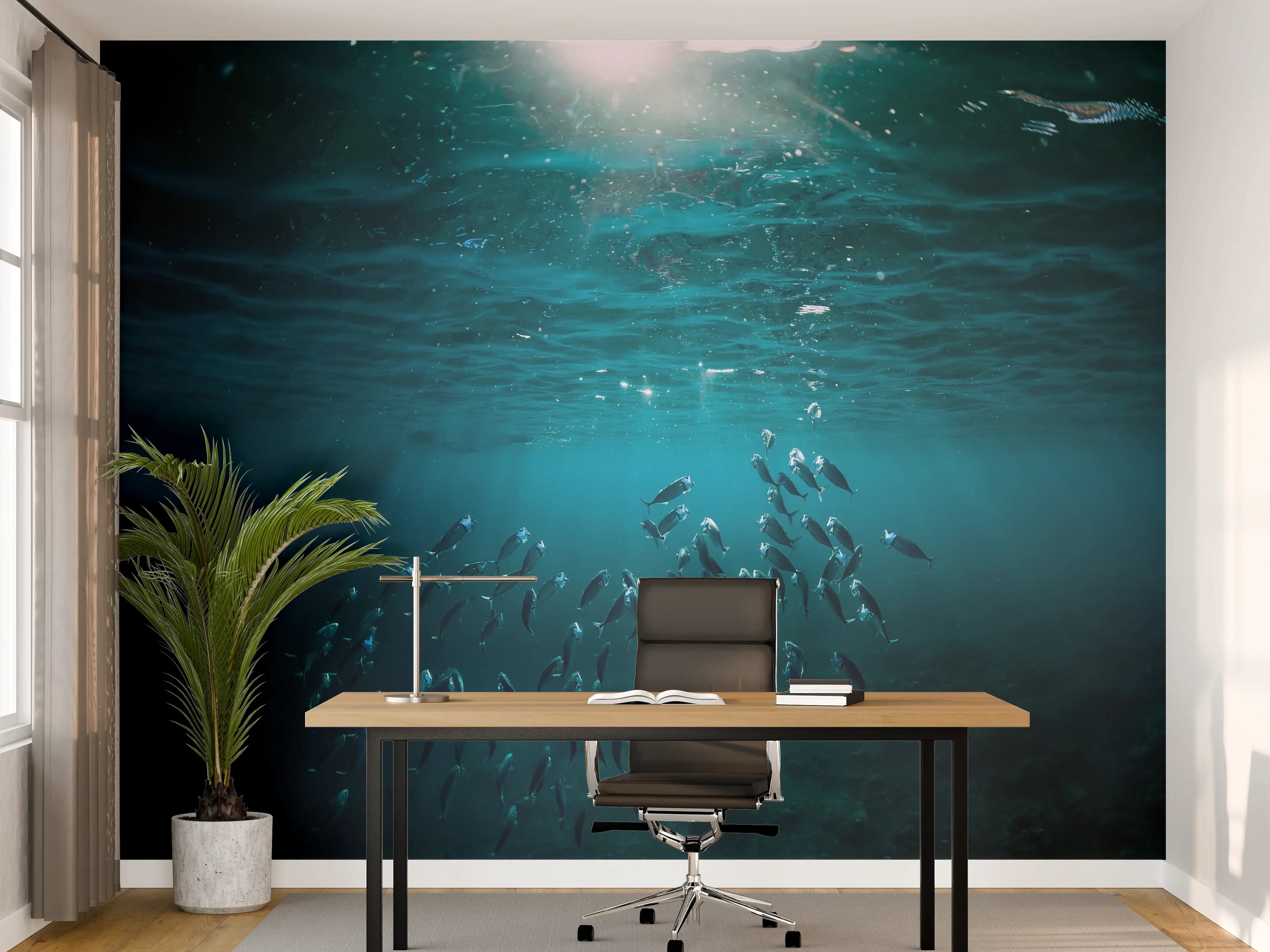 Büro Wandgestaltung - Kleiner Fischschwarm Unterwasser