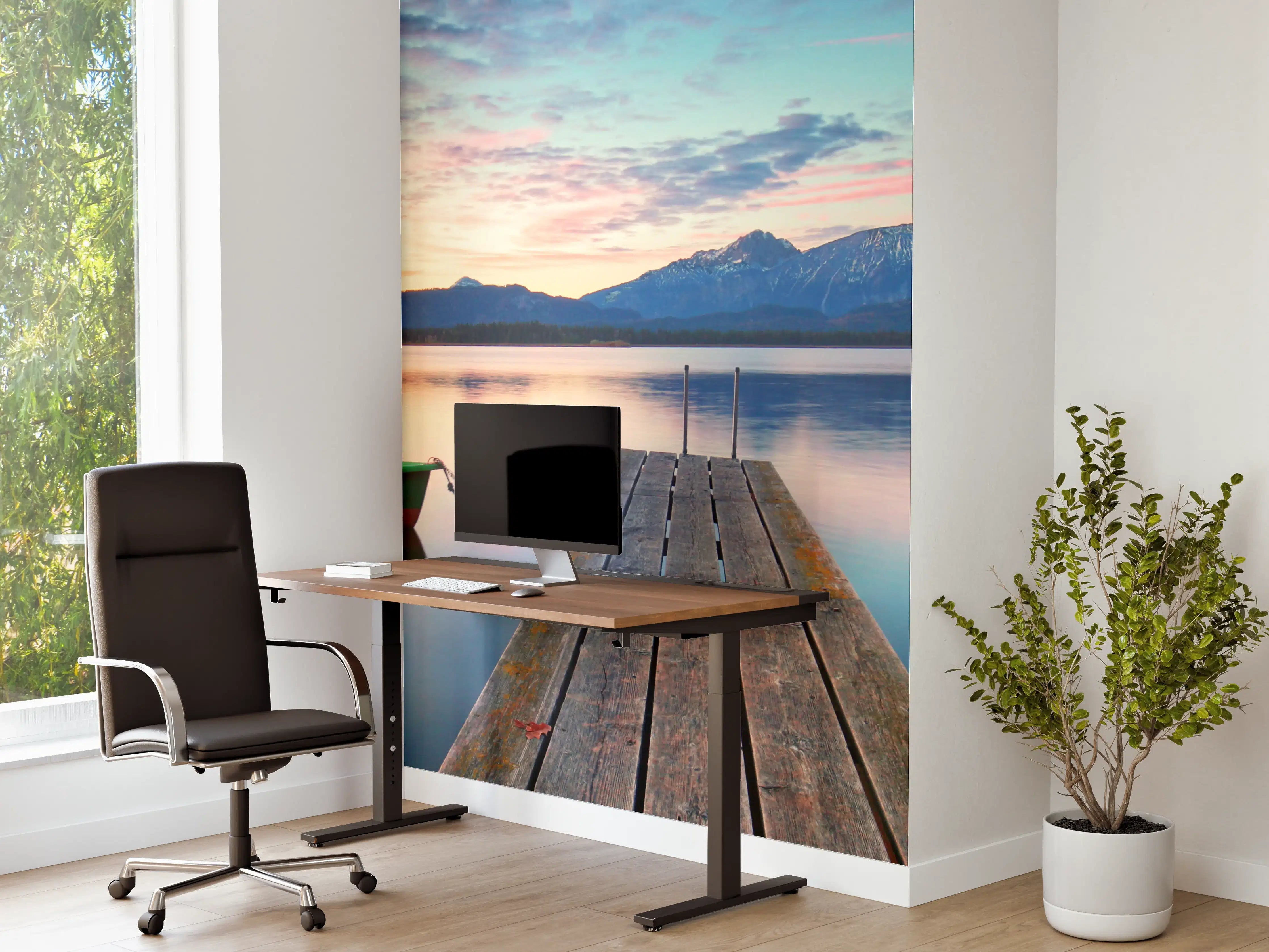 Büro Wandgestaltung - Kleines Boot am Bergsee