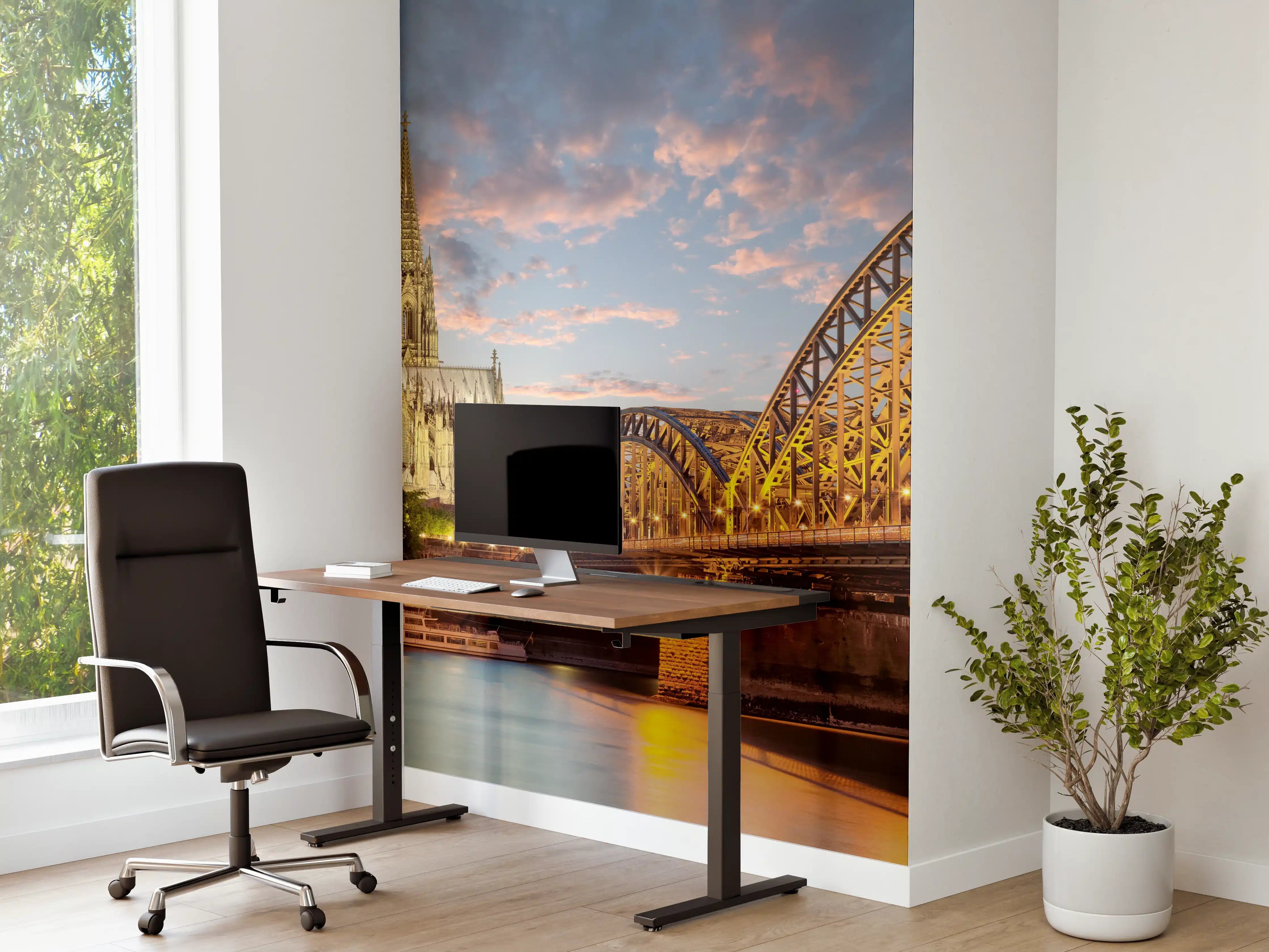 Büro Wandgestaltung - Köln Dom am Rhein mit Brücke