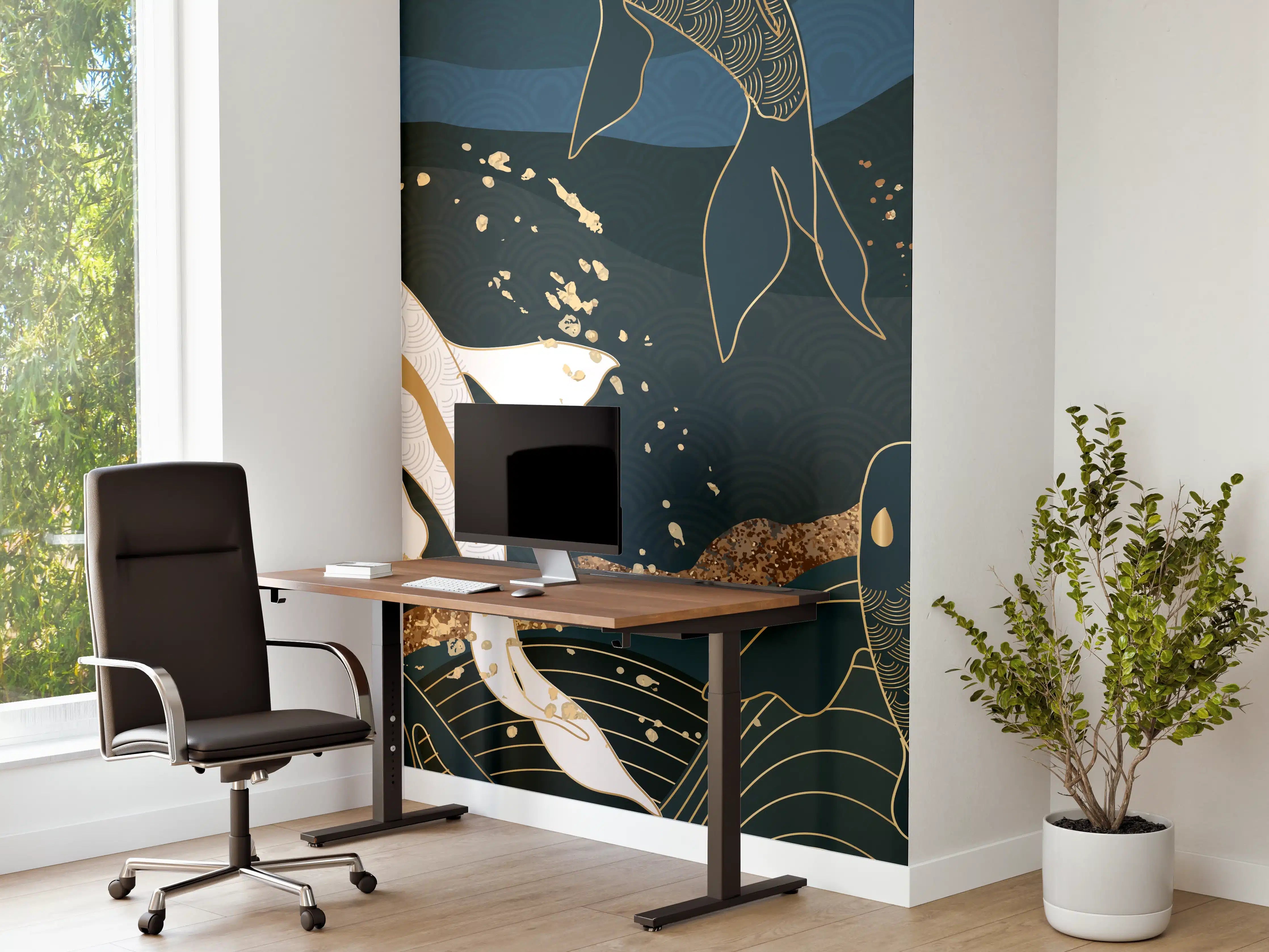 Büro Wandgestaltung - Koi-Fische Illustration Bunt