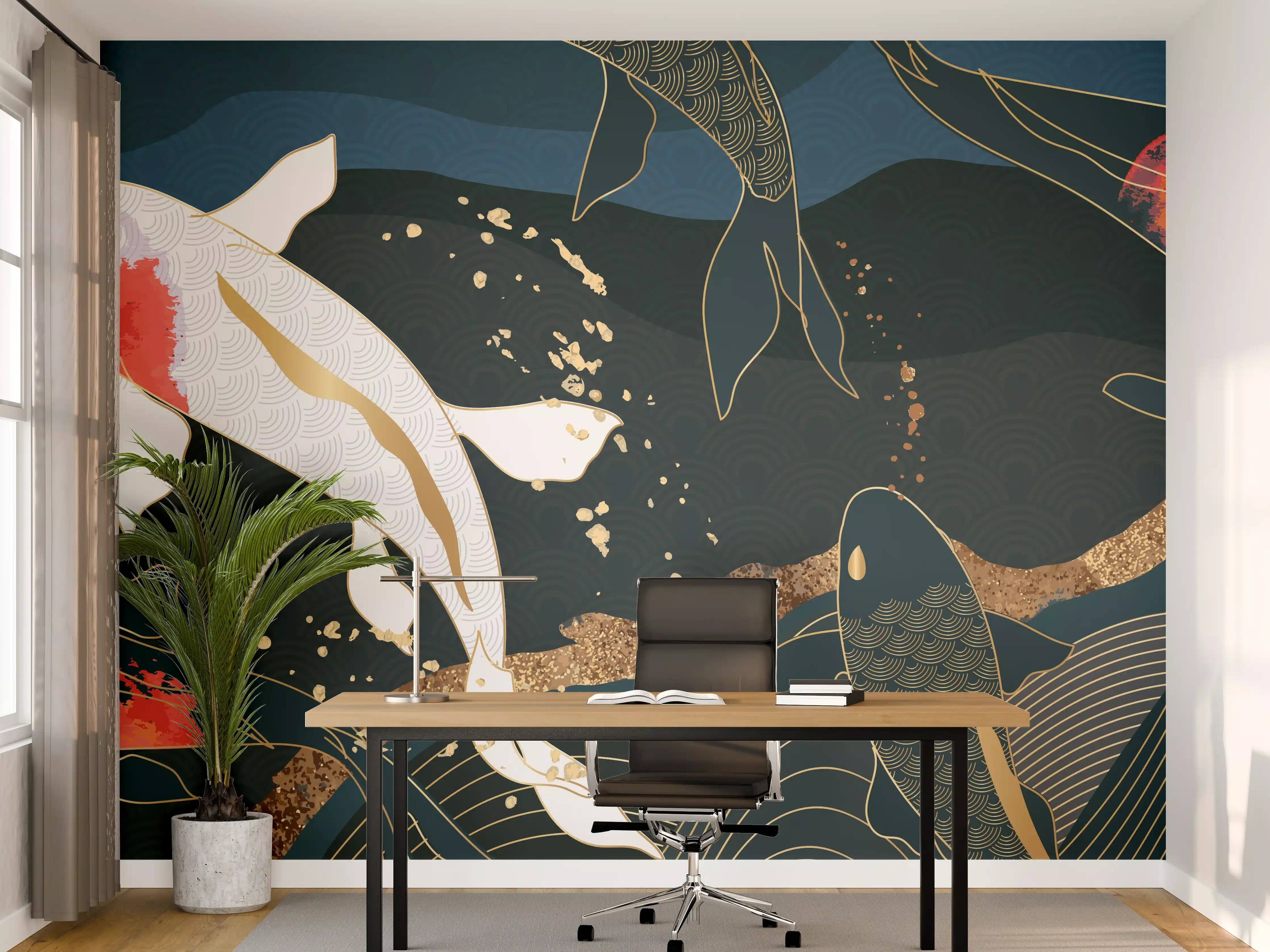 Büro Wandgestaltung - Koi-Karpfen Kunstdruck