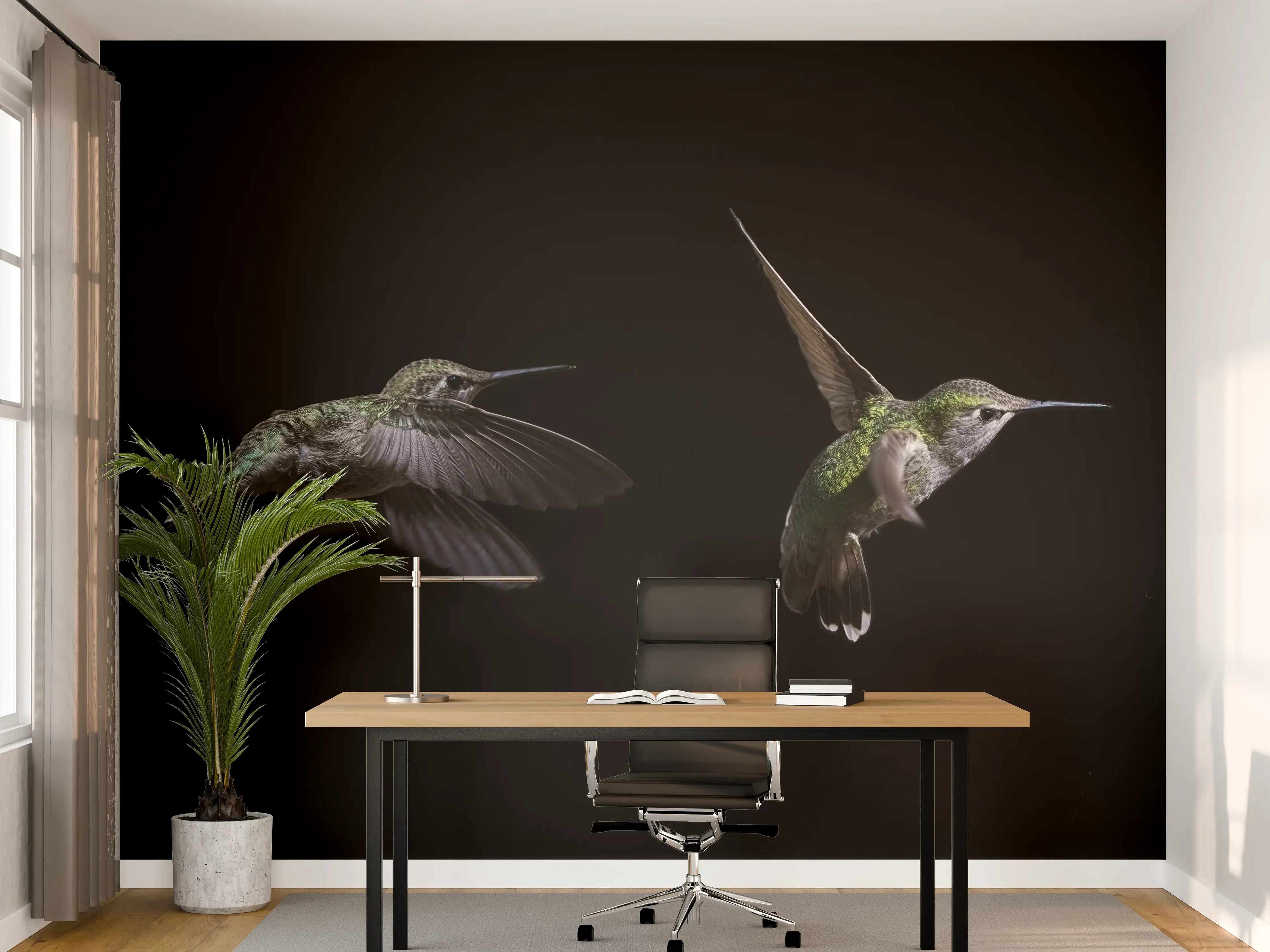 Büro Wandgestaltung - Kolibri beim Fressen der Aloe Vera-Blüte