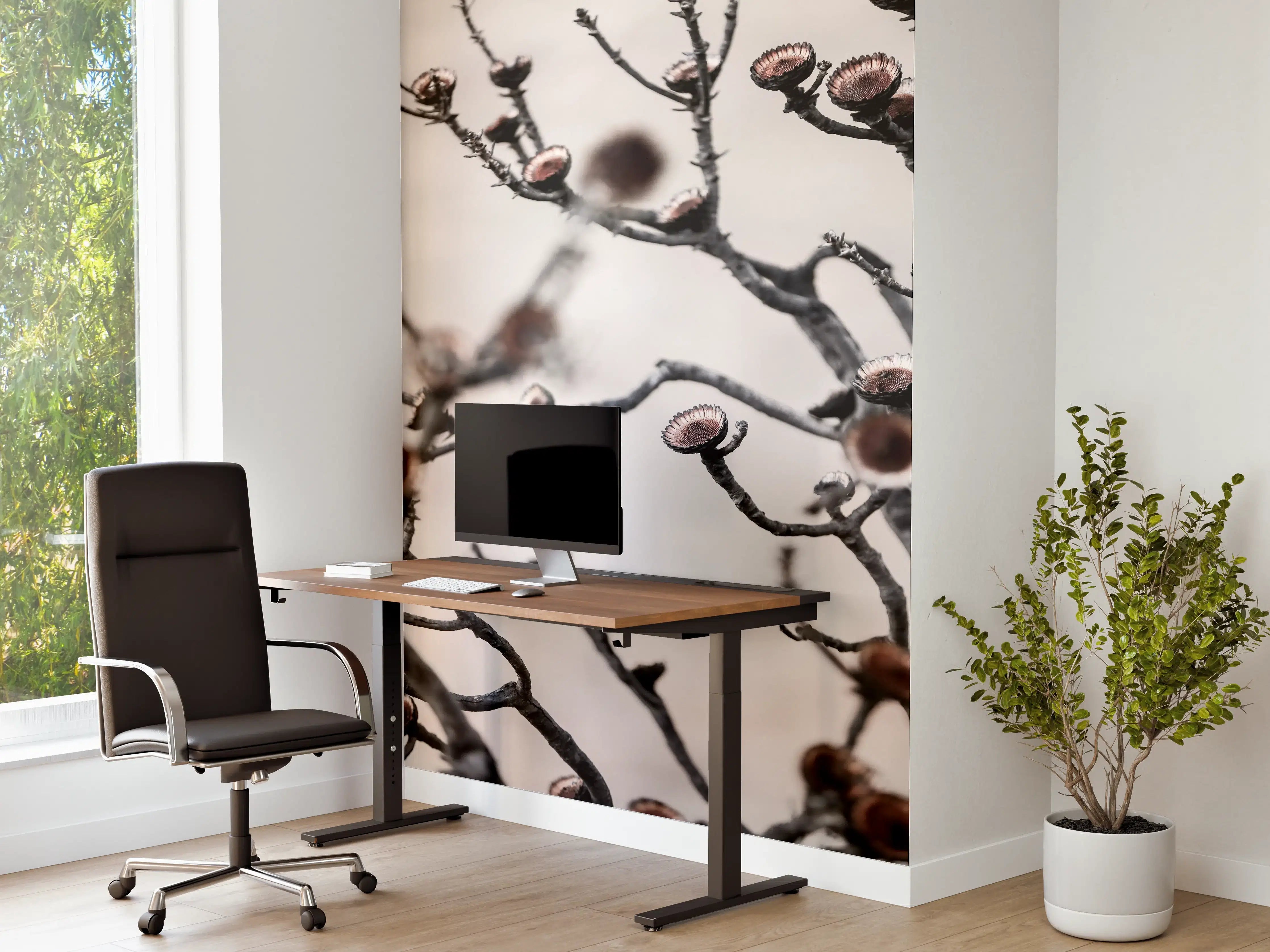 Büro Wandgestaltung - Kontrastreiches Ast-Motiv