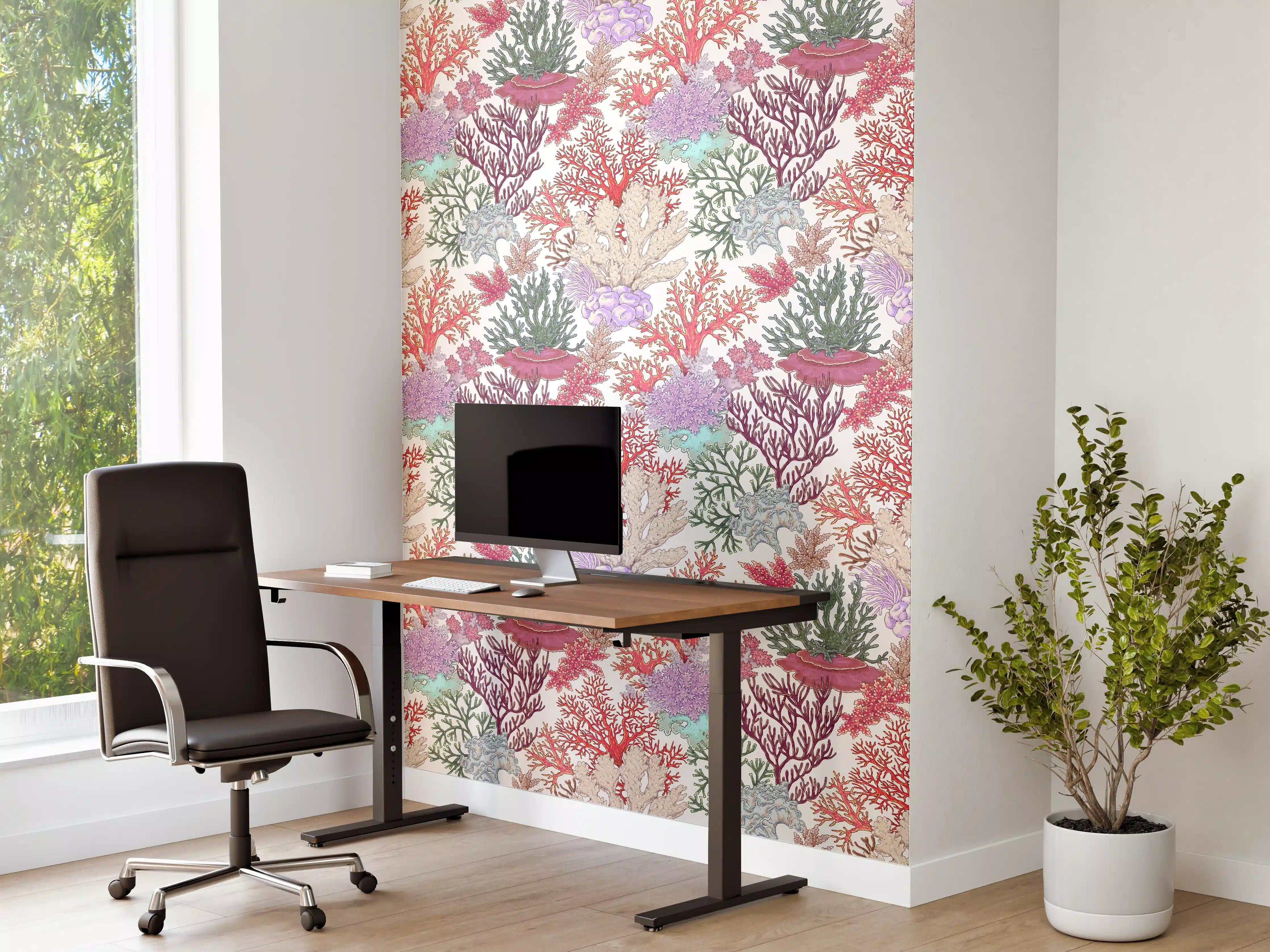 Büro Wandgestaltung - Korallenmuster Rosa-Beige