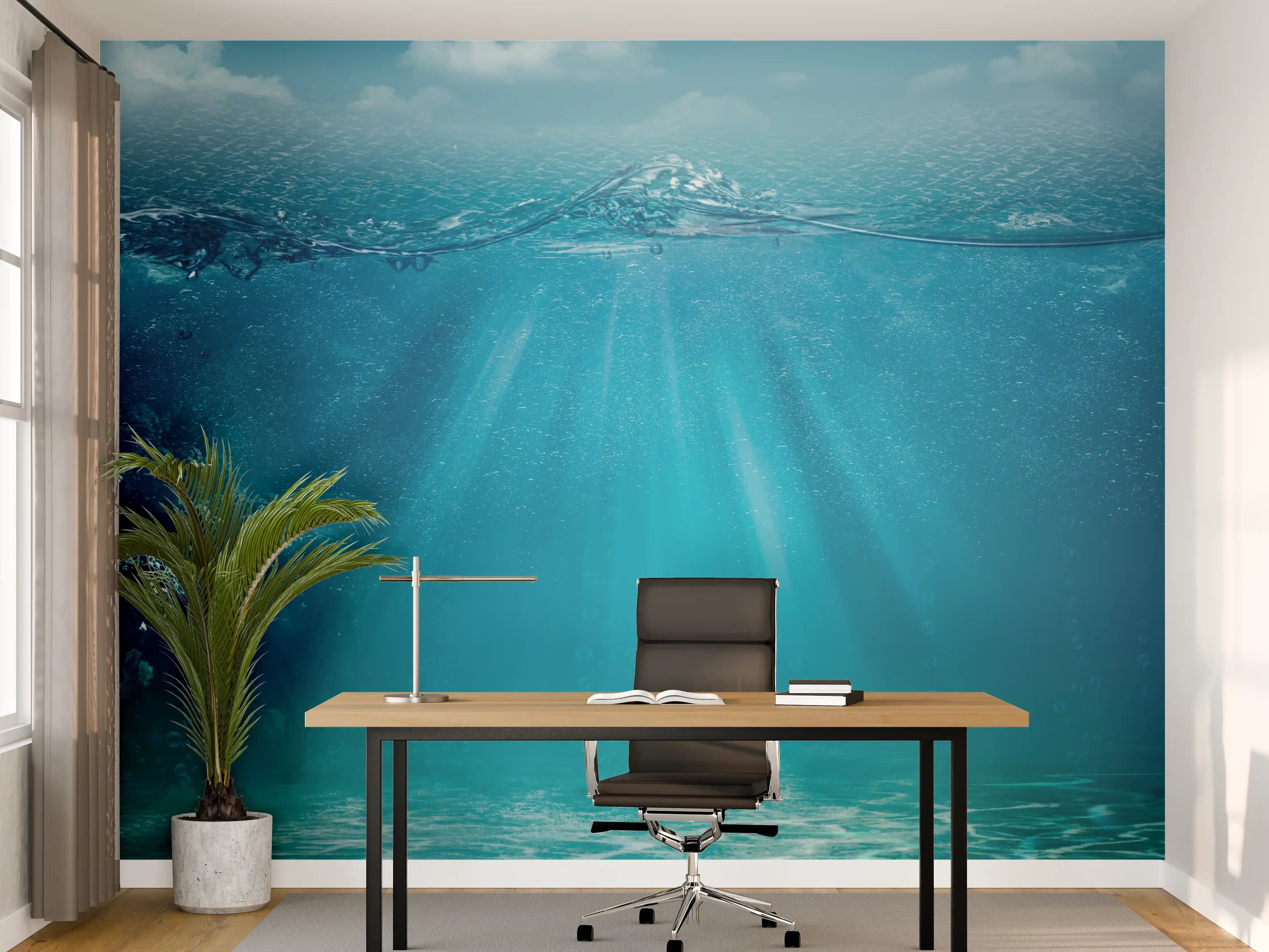 Büro Wandgestaltung - Kristallklares Unterwassermeer mit Sonnenstrahlen