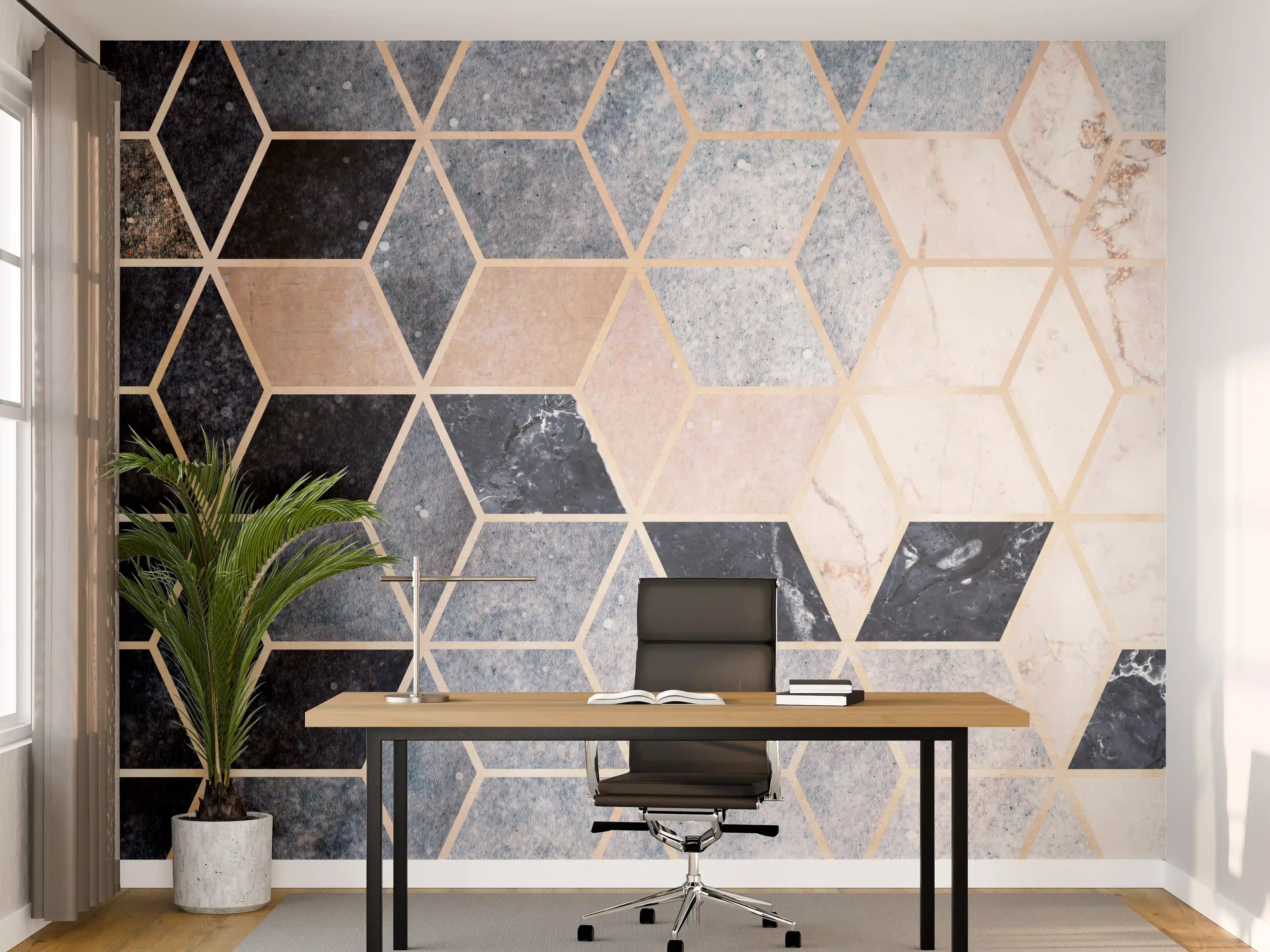 Büro Wandgestaltung - Kubisches marmorartiges Muster