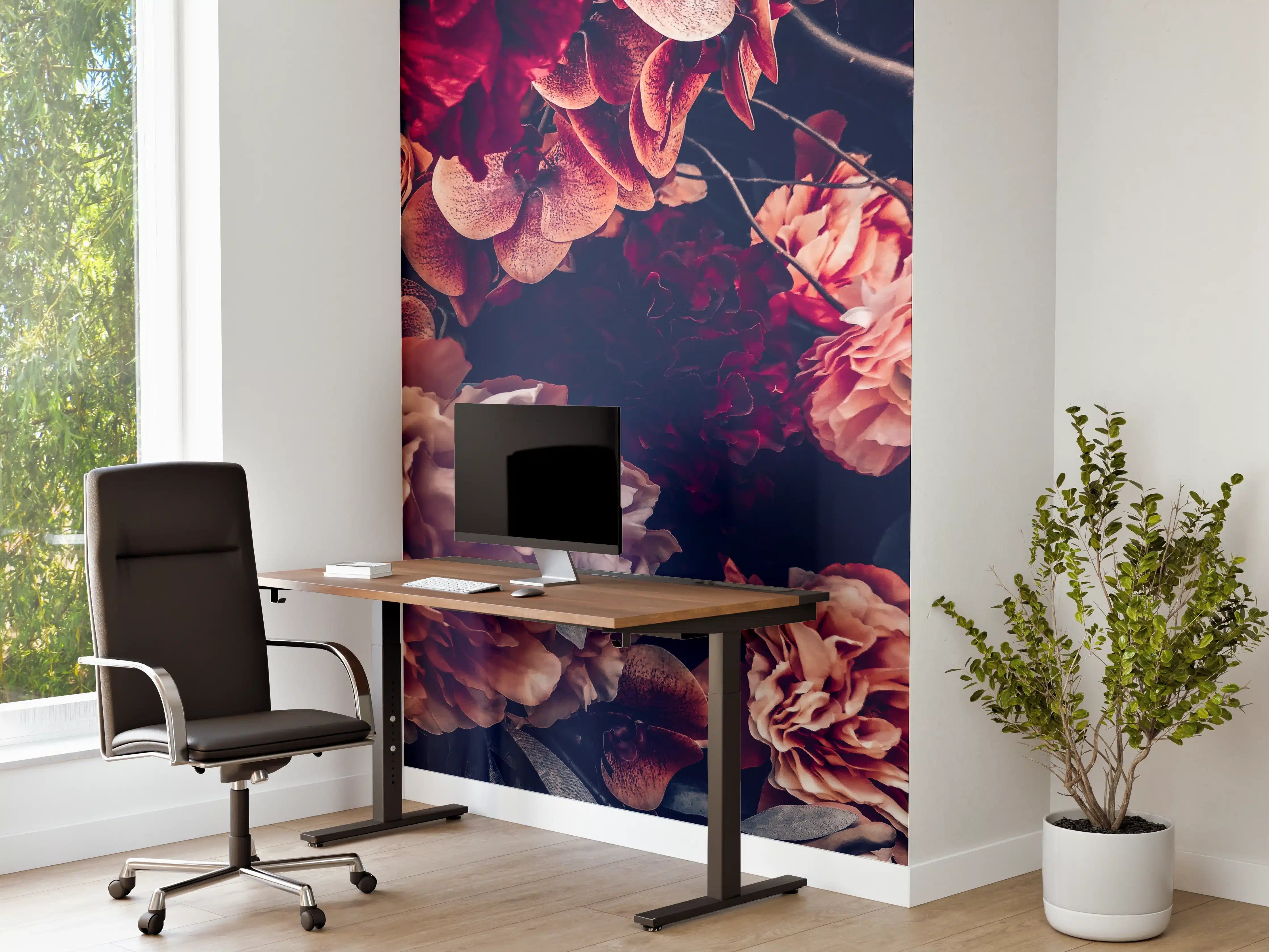 Büro Wandgestaltung - Künstliche Blumen im Vintage-Stil