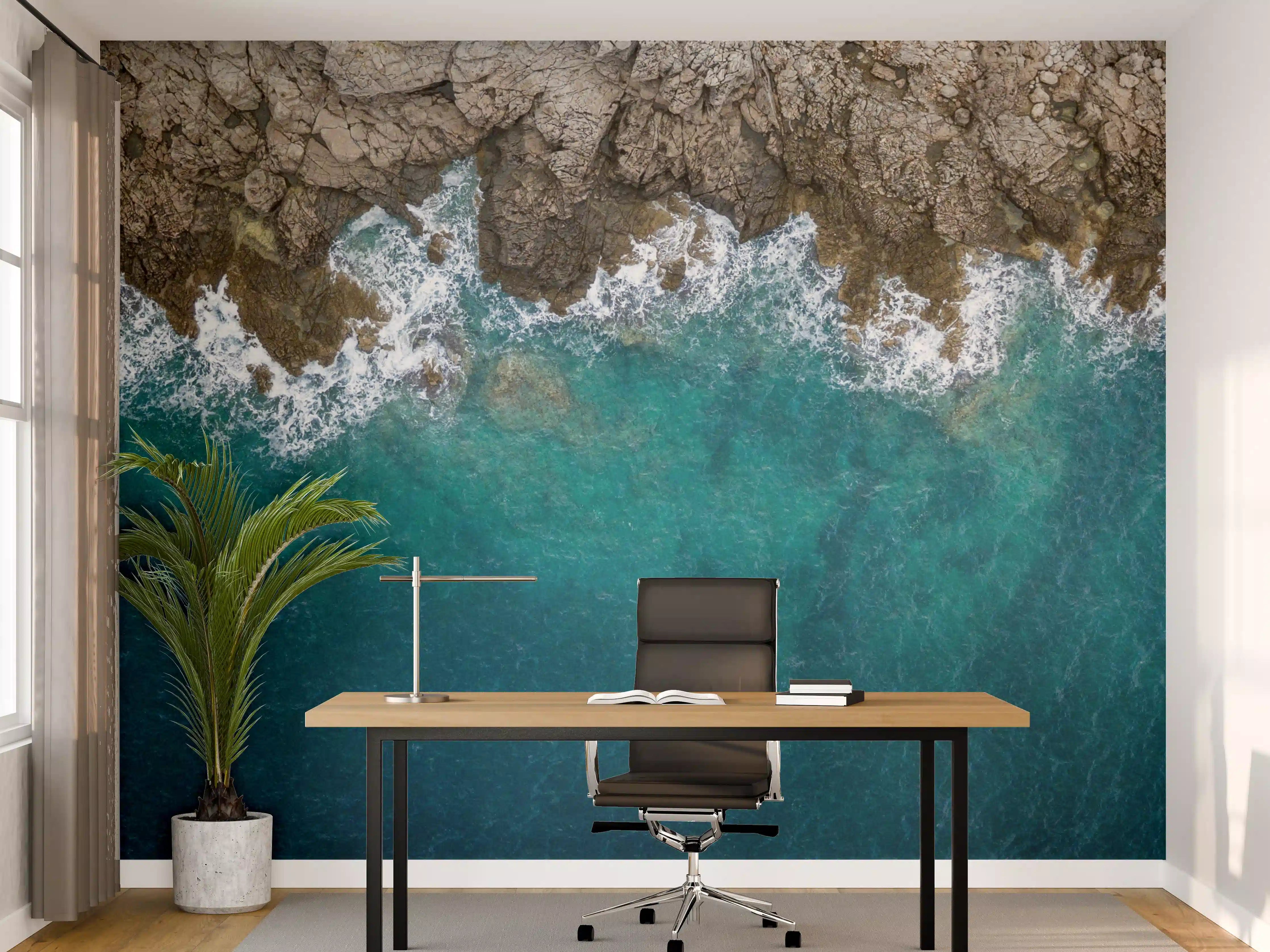 Büro Wandgestaltung - Küstenfelsen über türkisfarbenem Wasser