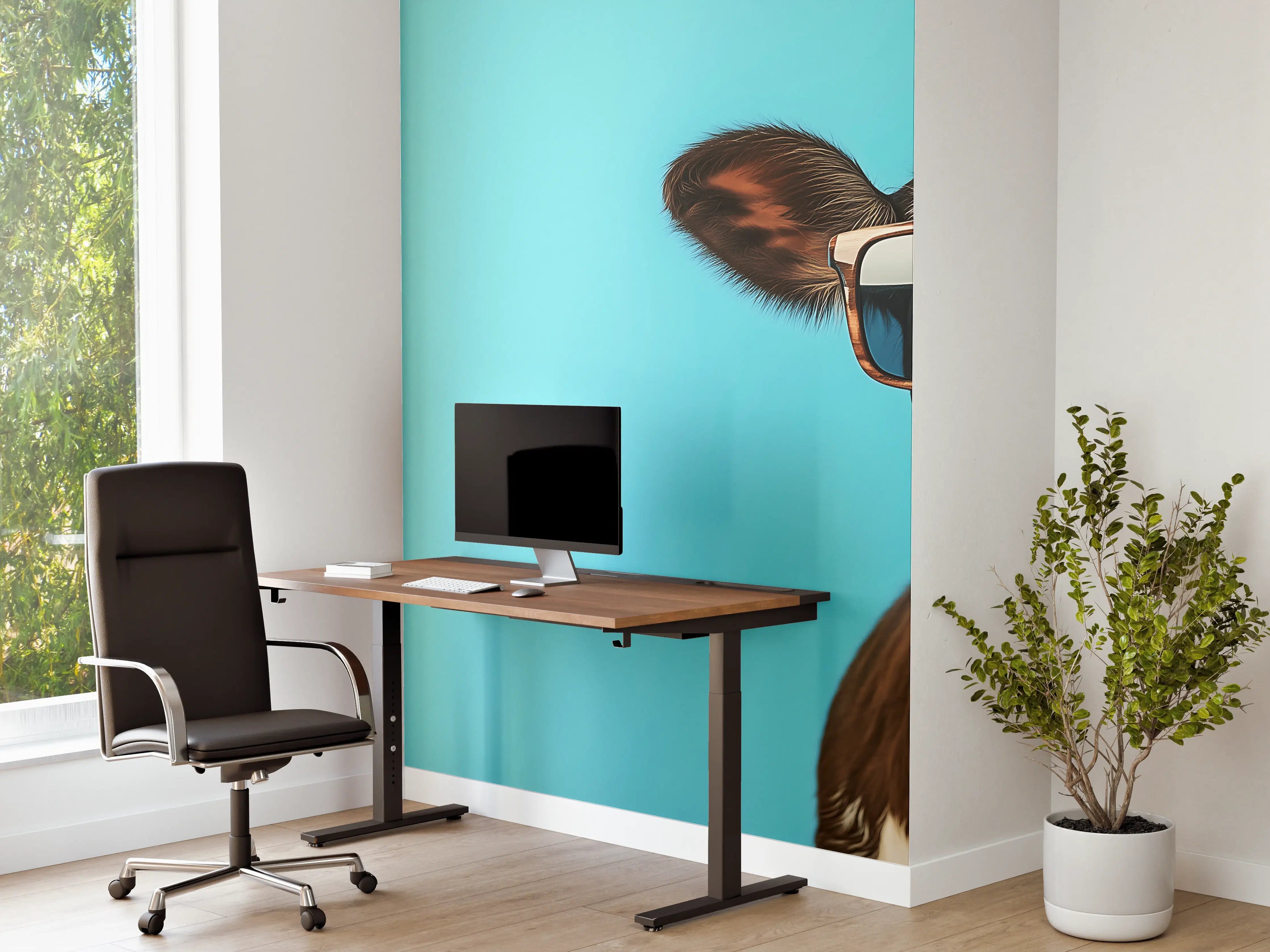 Büro Wandgestaltung - Kuh mit Sonnenbrille, Türkis