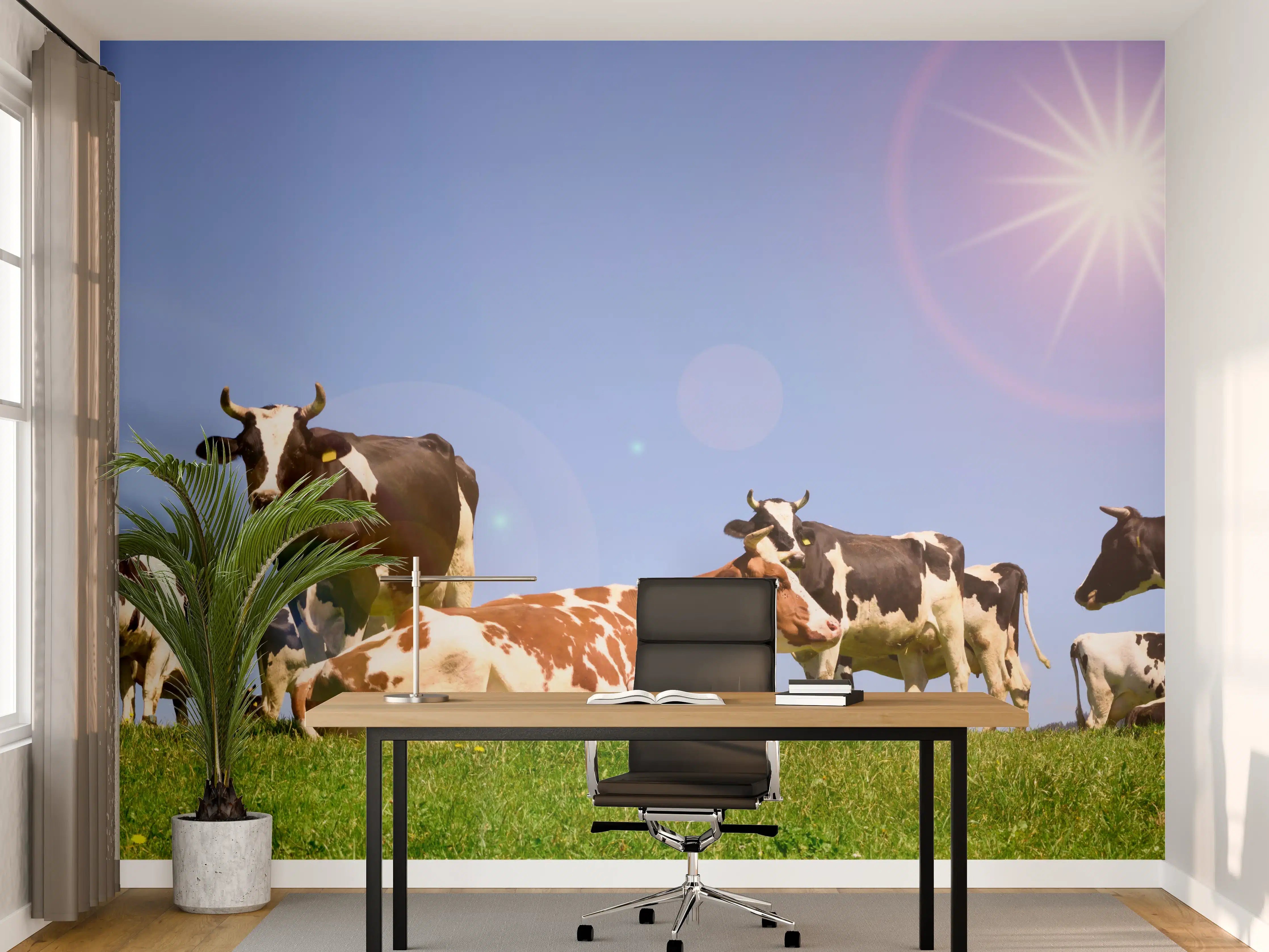 Büro Wandgestaltung - Kuhherde auf grüner Wiese