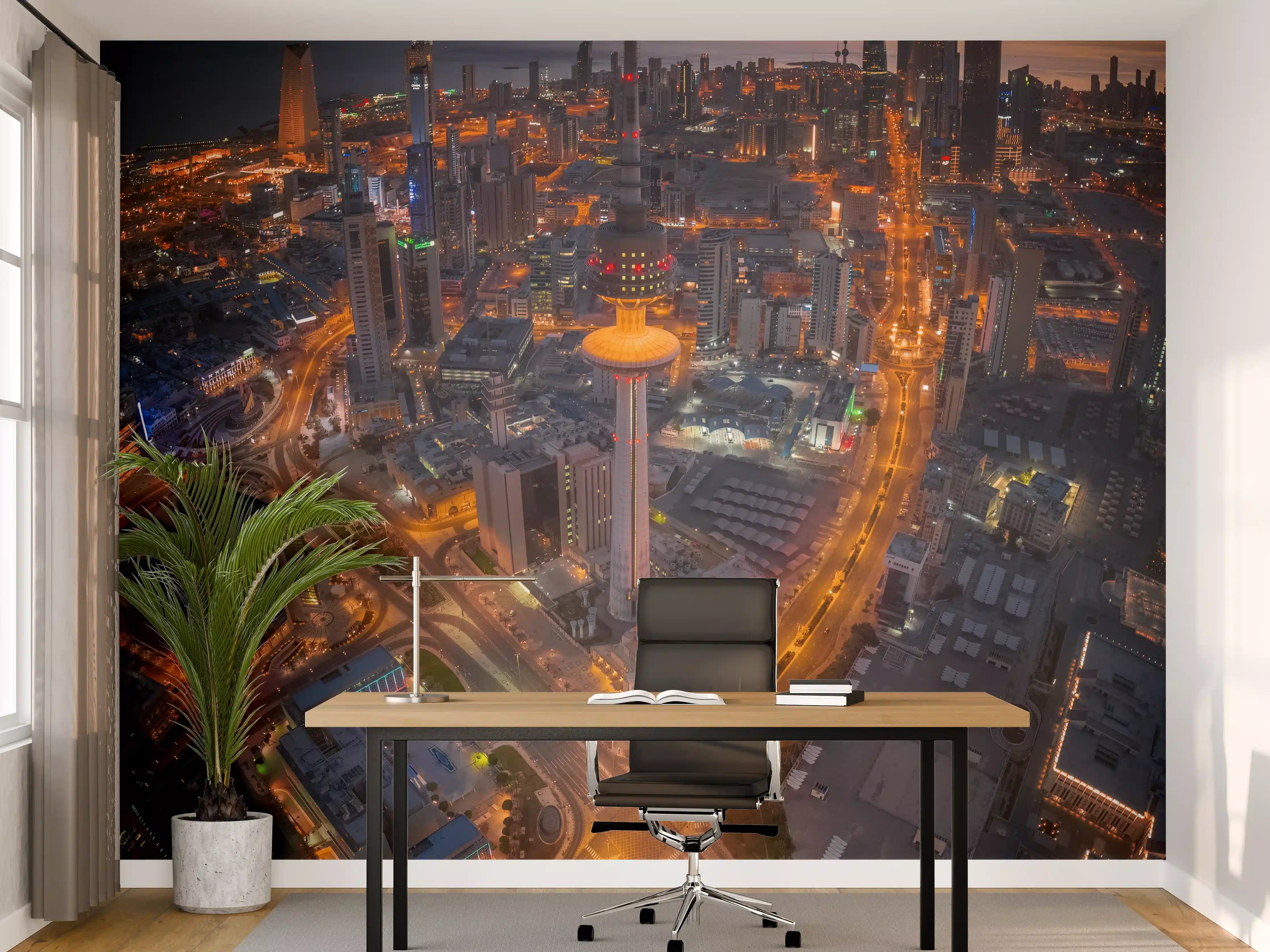 Büro Wandgestaltung - Kuwait City Dämmerungspanorama