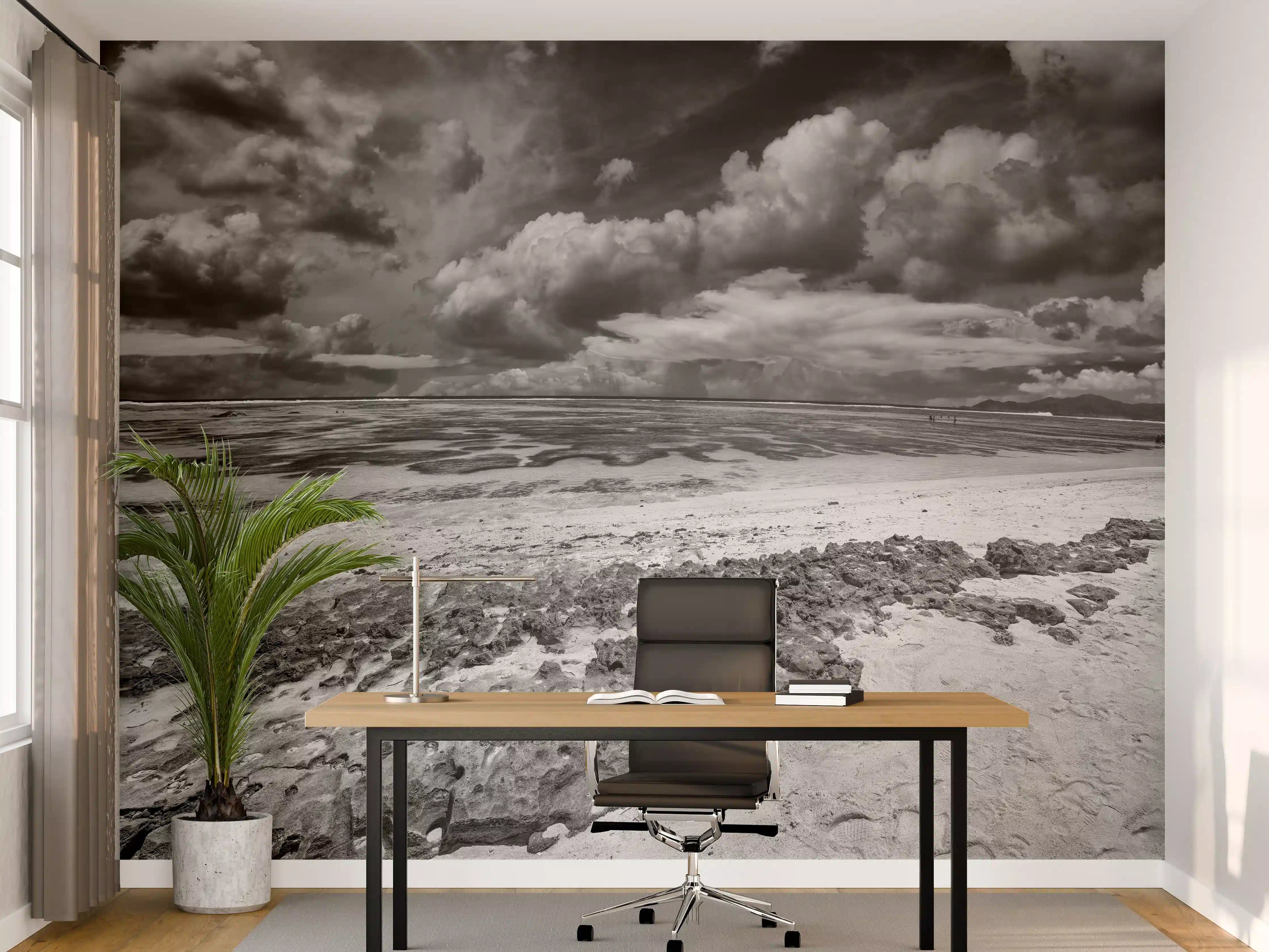 Büro Wandgestaltung - La Digue Meer und Felsen