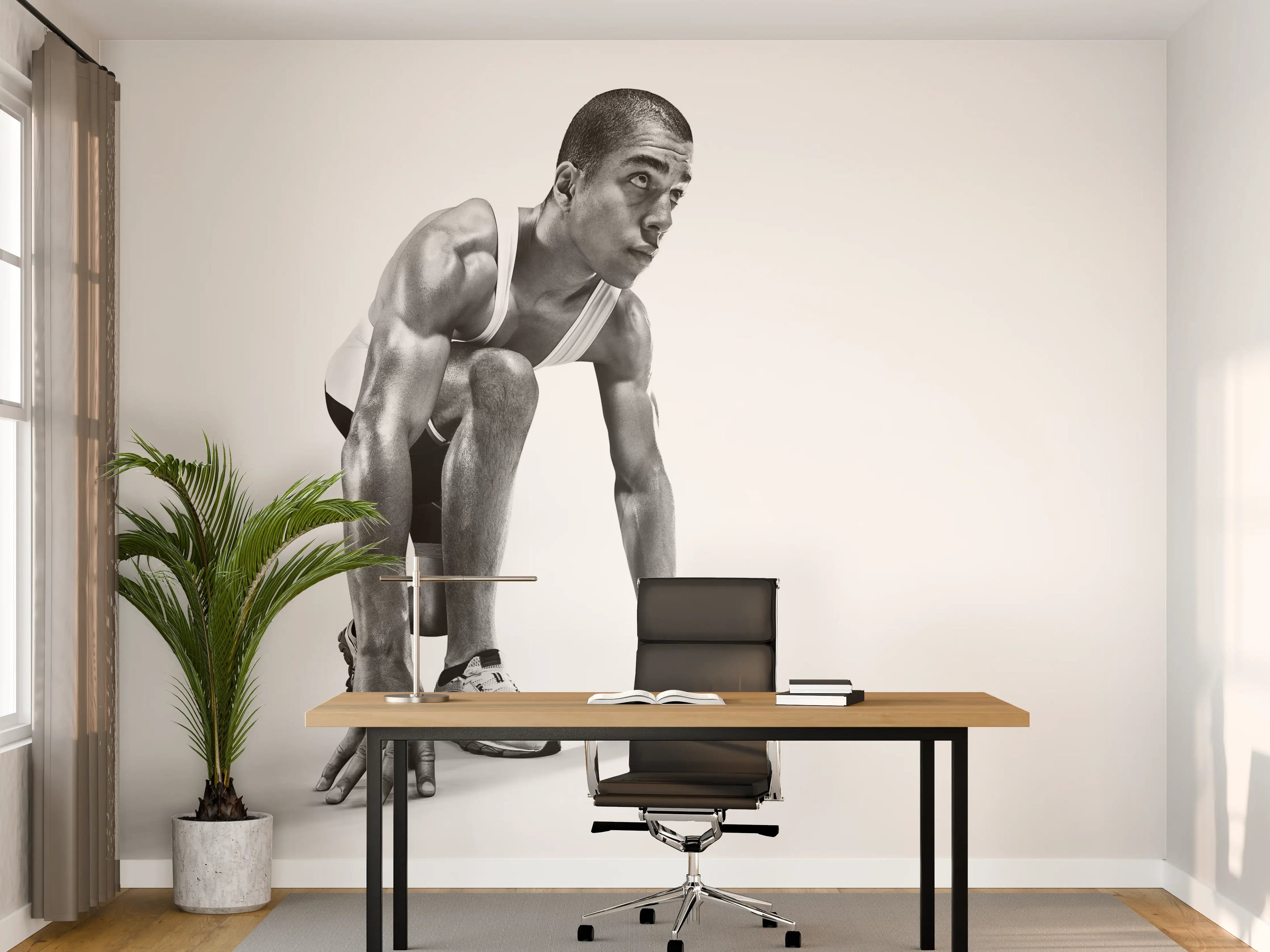 Büro Wandgestaltung - Läufer bereitet sich vor