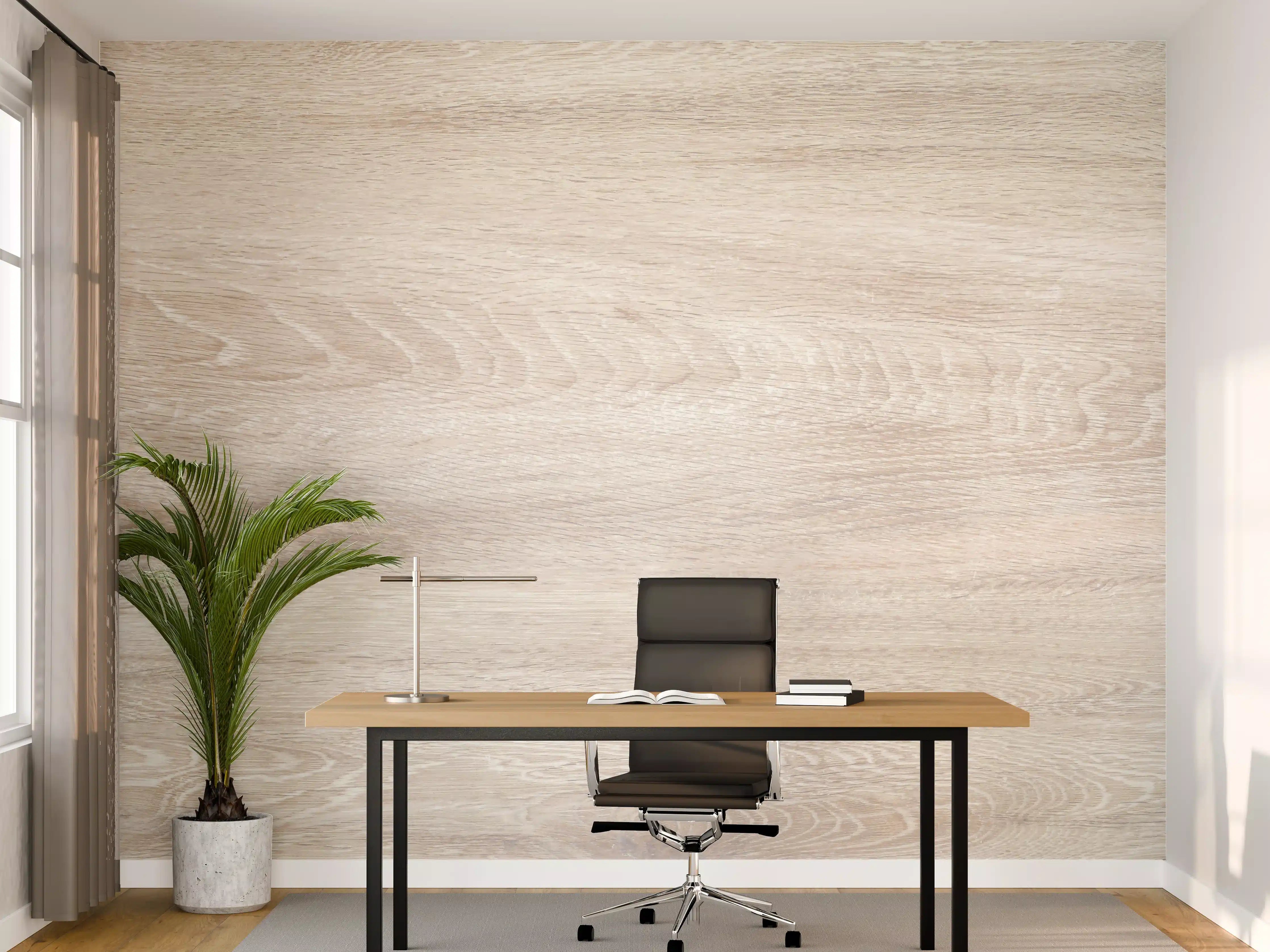 Büro Wandgestaltung - Lange beige Holzplatte