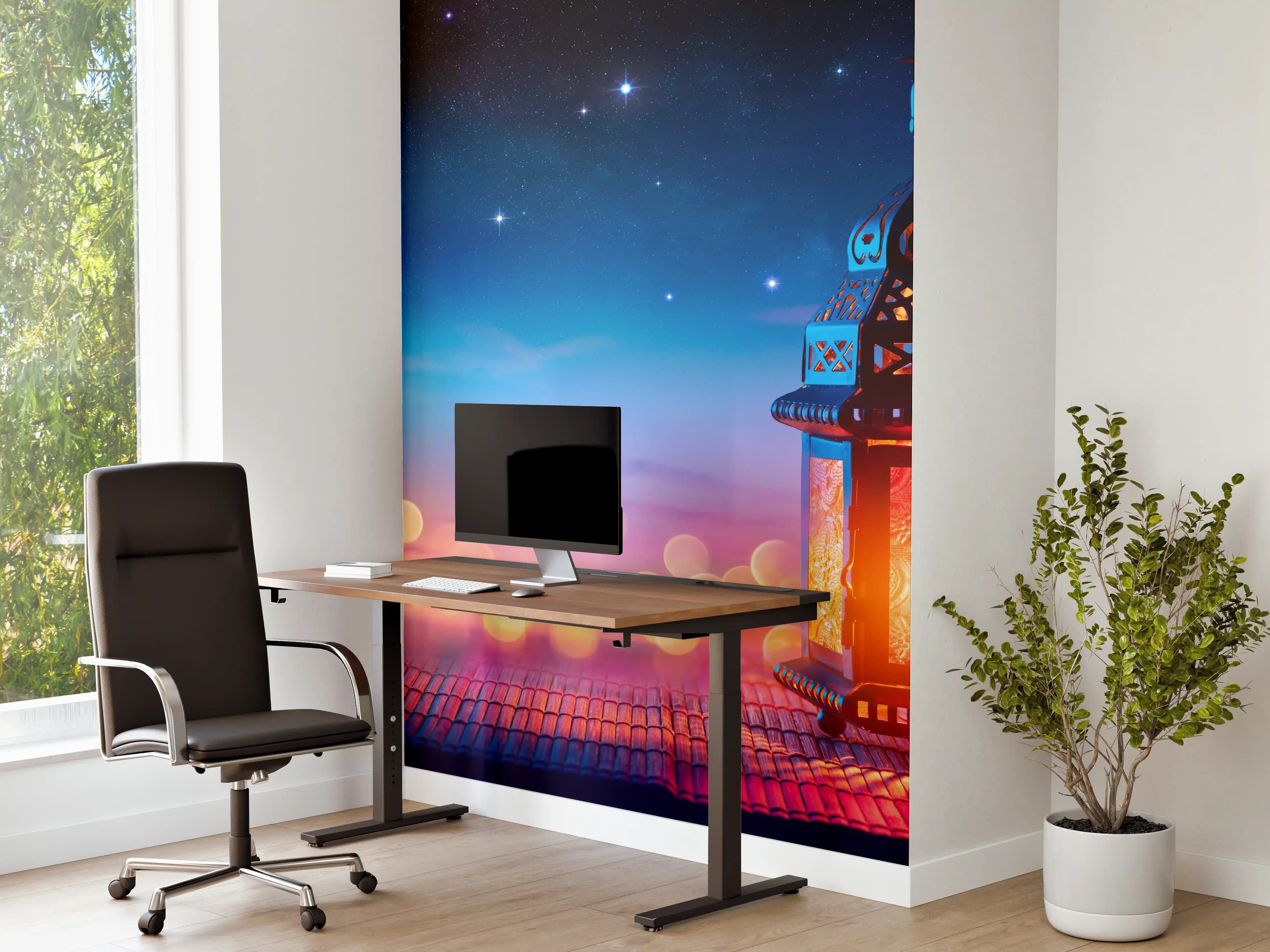 Büro Wandgestaltung - Laternenlicht bei Sternenhimmel