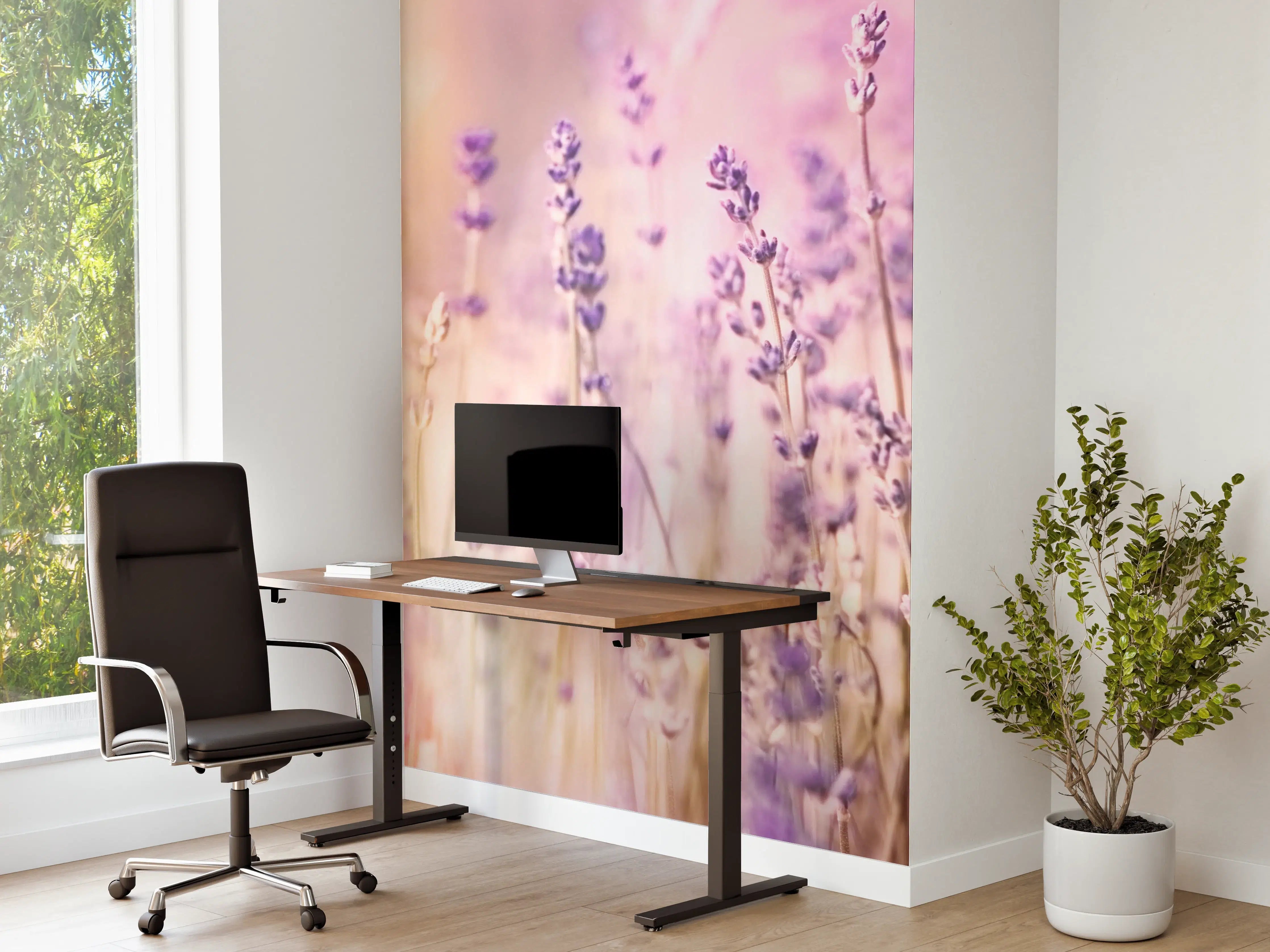 Büro Wandgestaltung - Lavendelfeld Pastell Lila Rosa