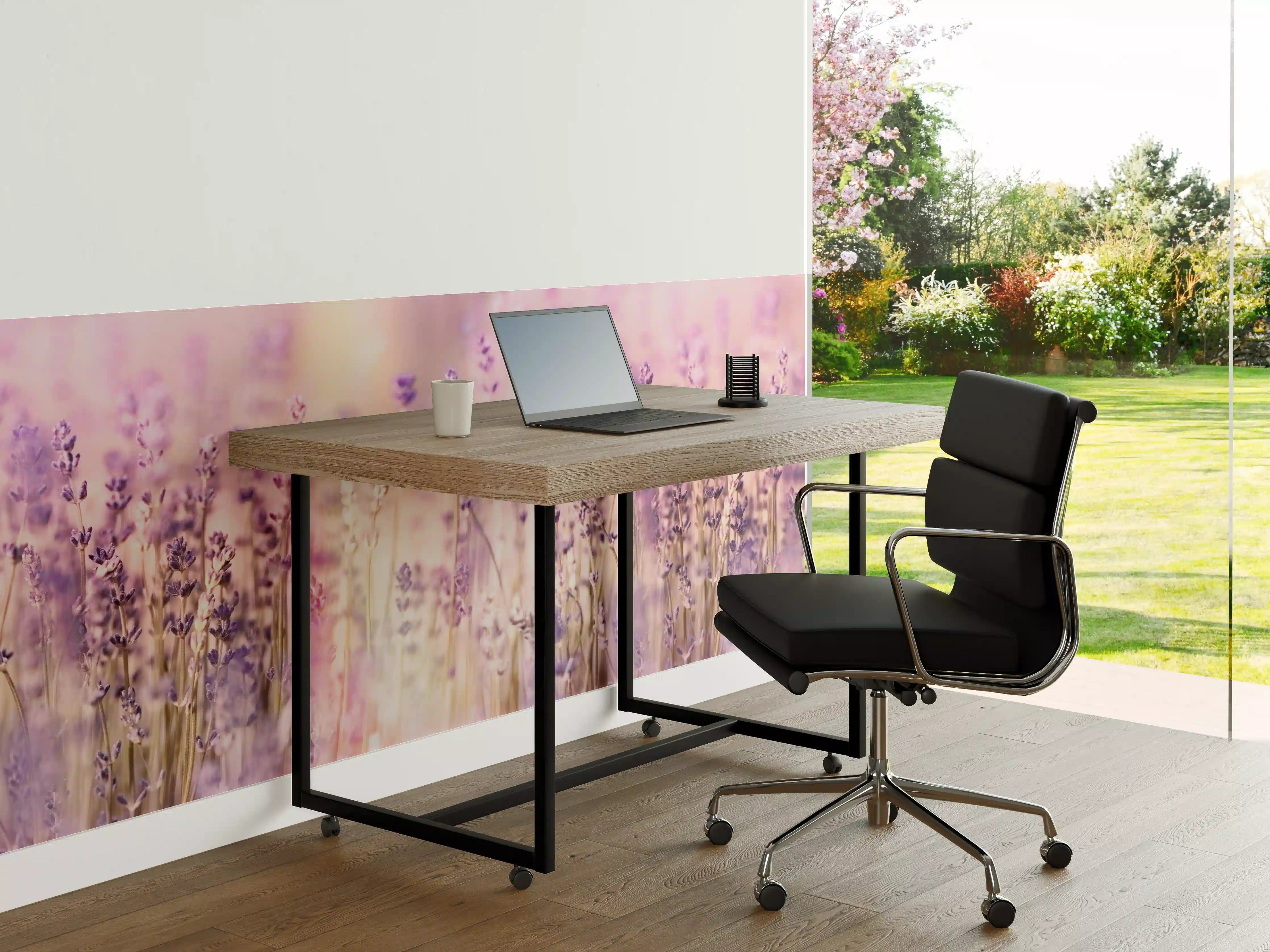 Büro Wandgestaltung - Lavendelfeld Pastell Lila Rosa
