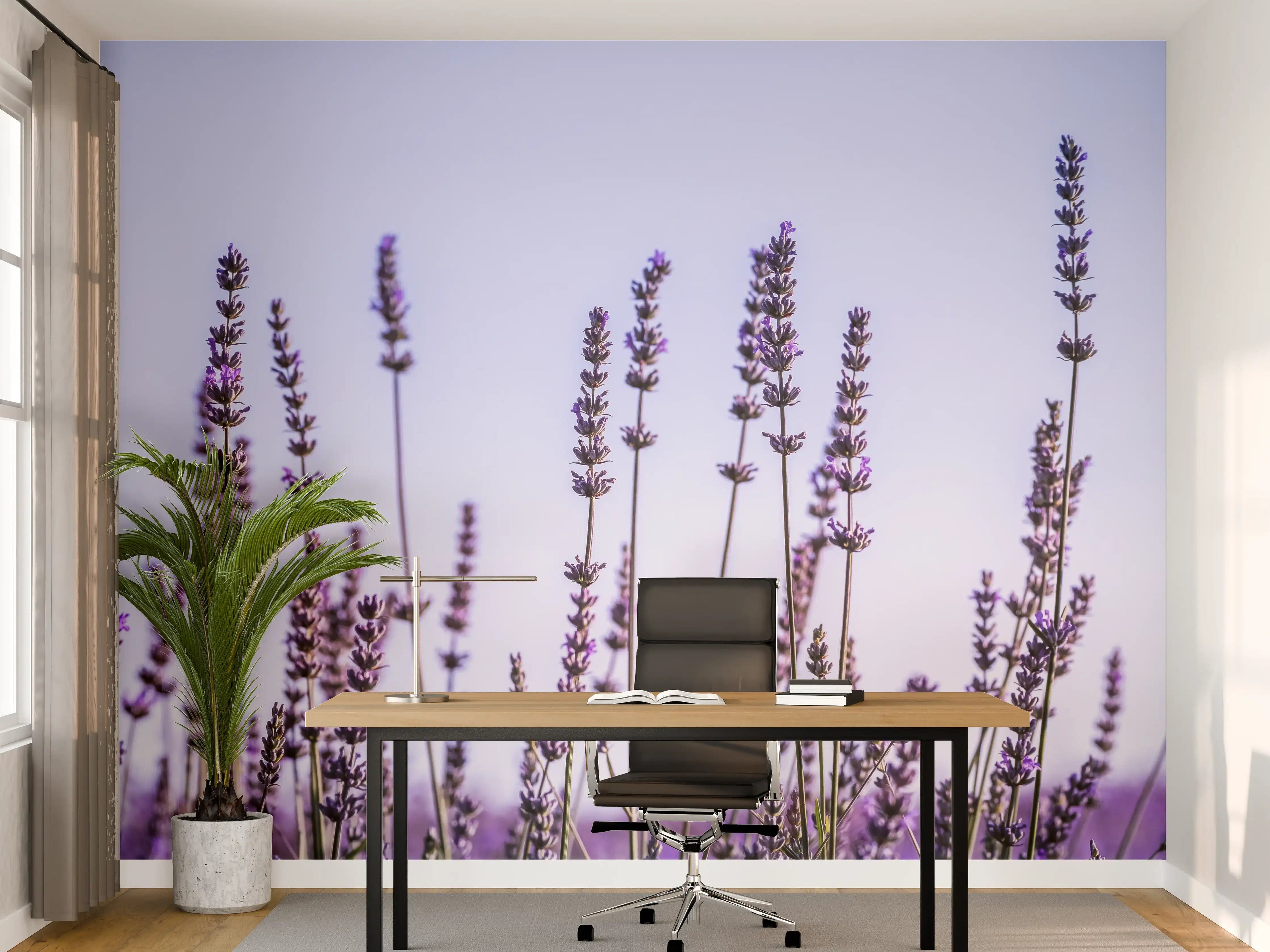 Büro Wandgestaltung - Lavendelfeld in Lila-Blau