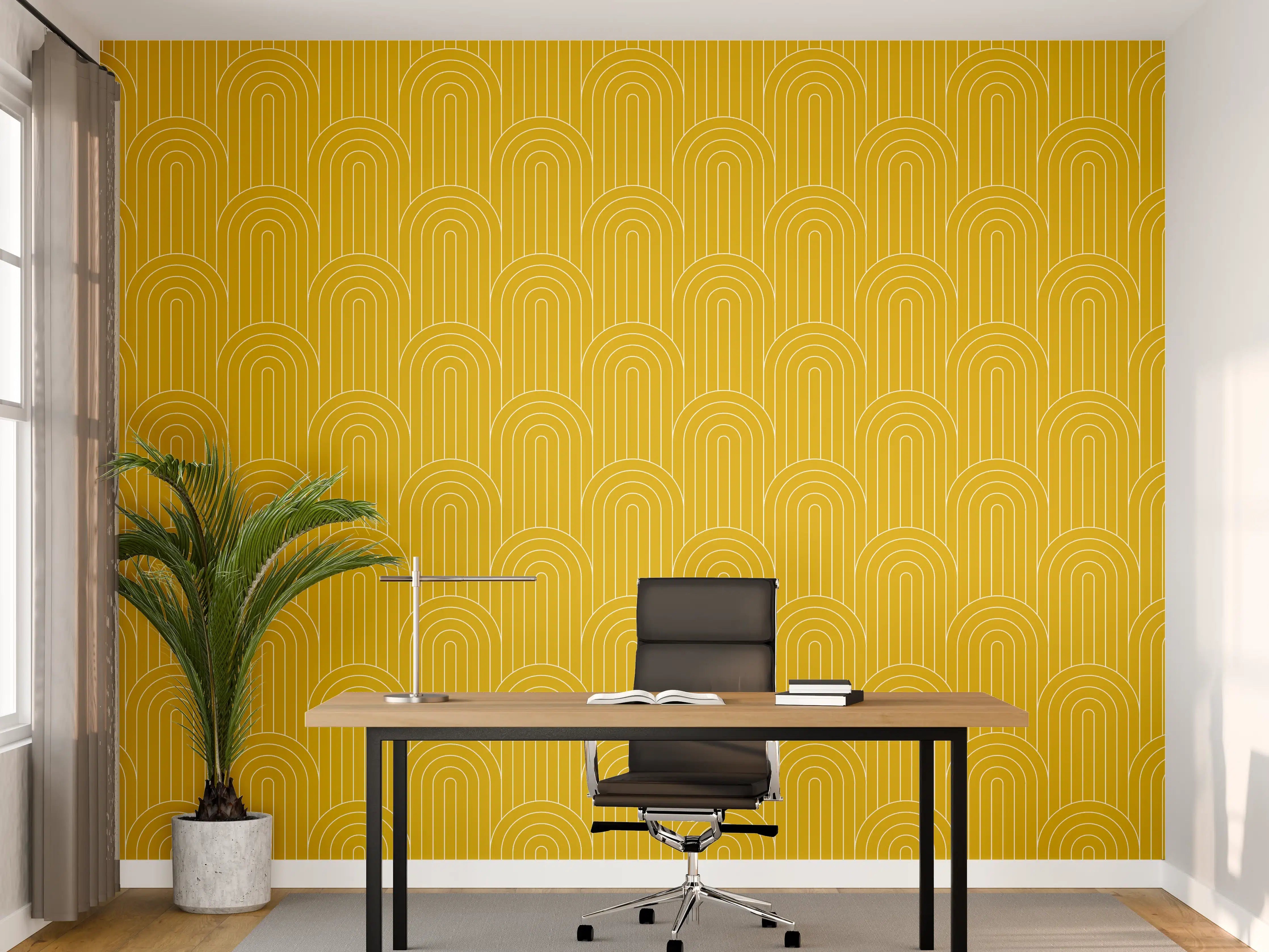 Büro Wandgestaltung - Lebendige Arcate in Senfgelb