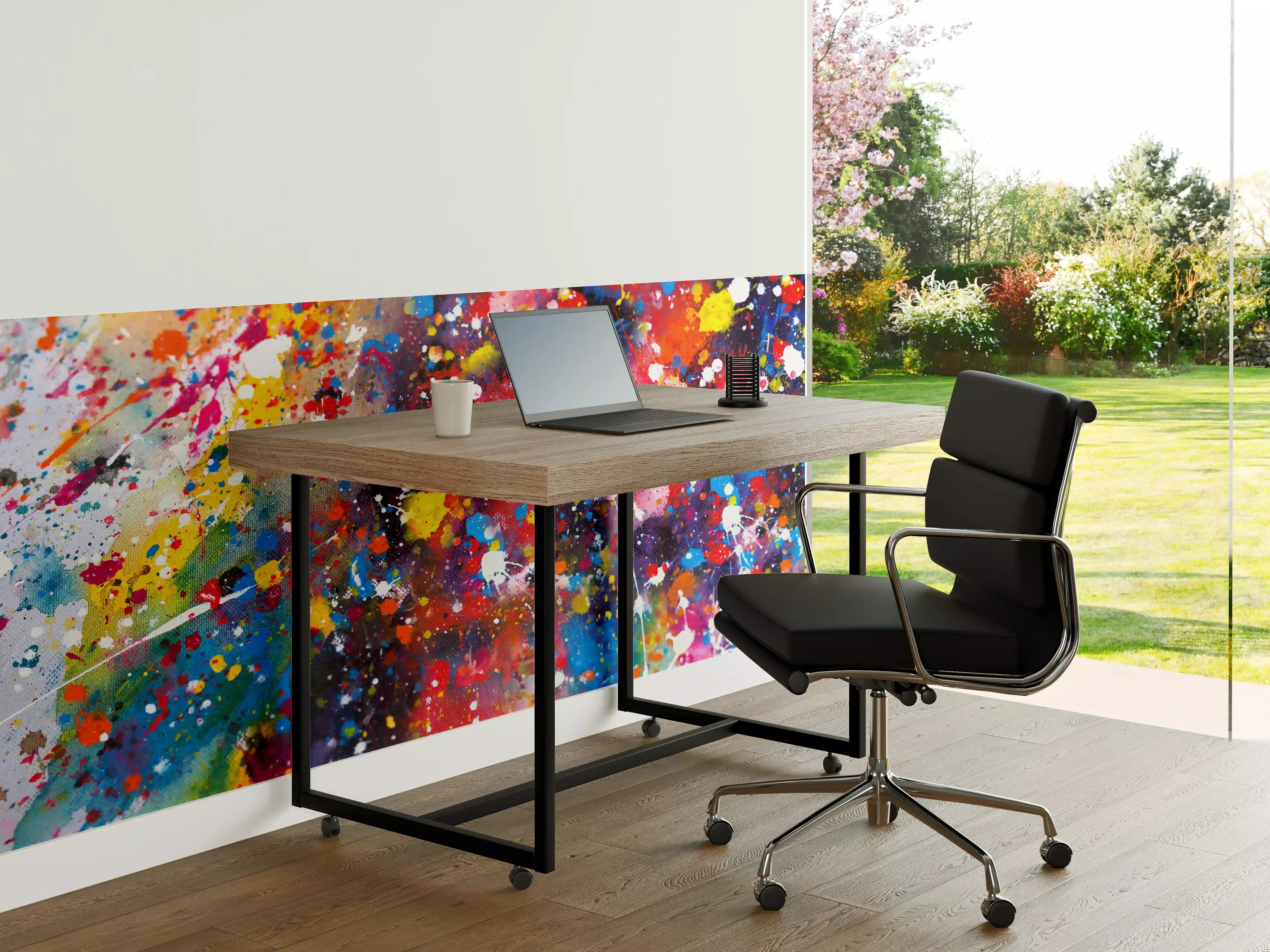 Büro Wandgestaltung - Lebendige Farbexplosion in Acryltechnik