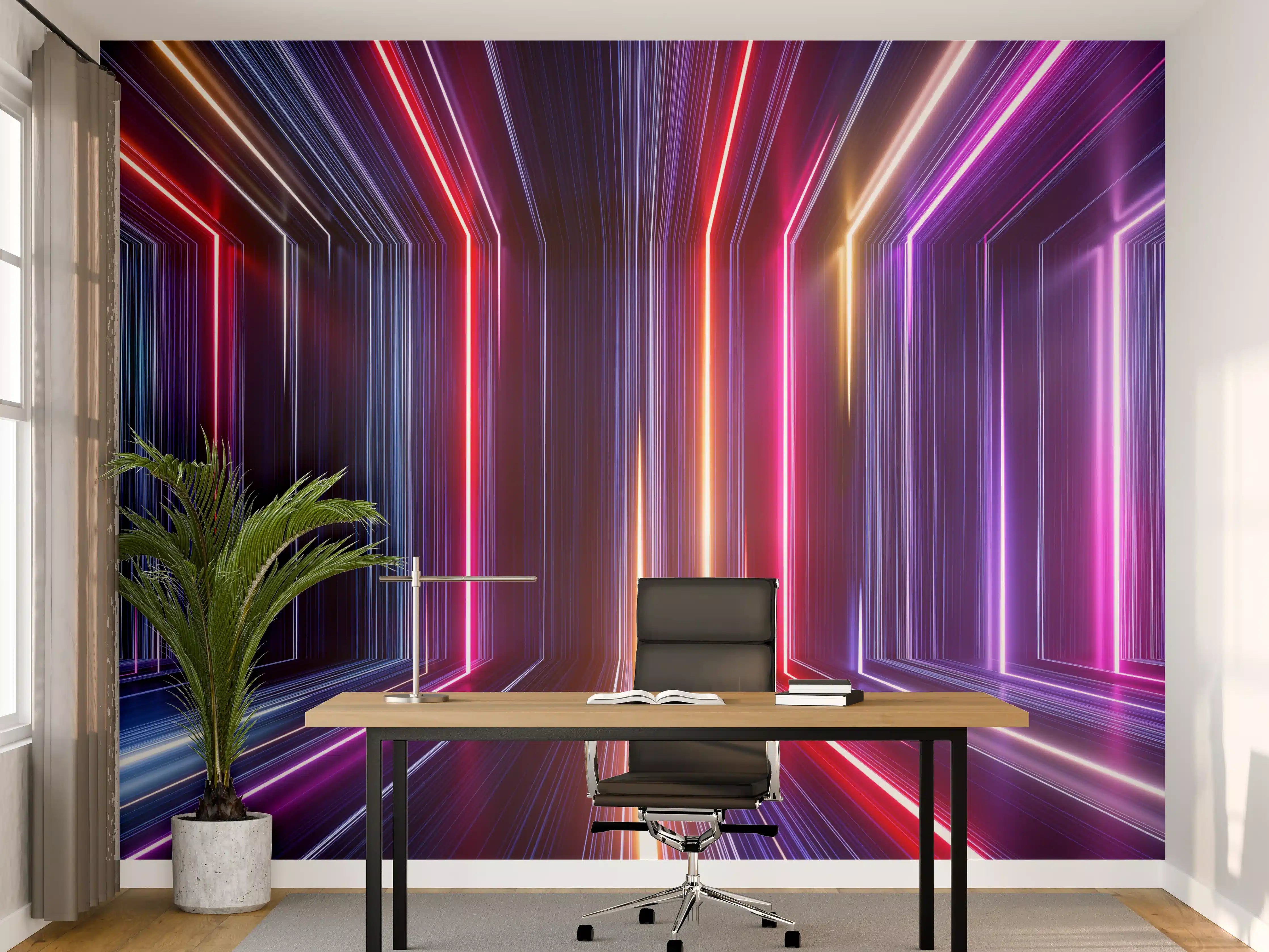 Büro Wandgestaltung - Lebendige Neon-Lichter im Stadtverkehr