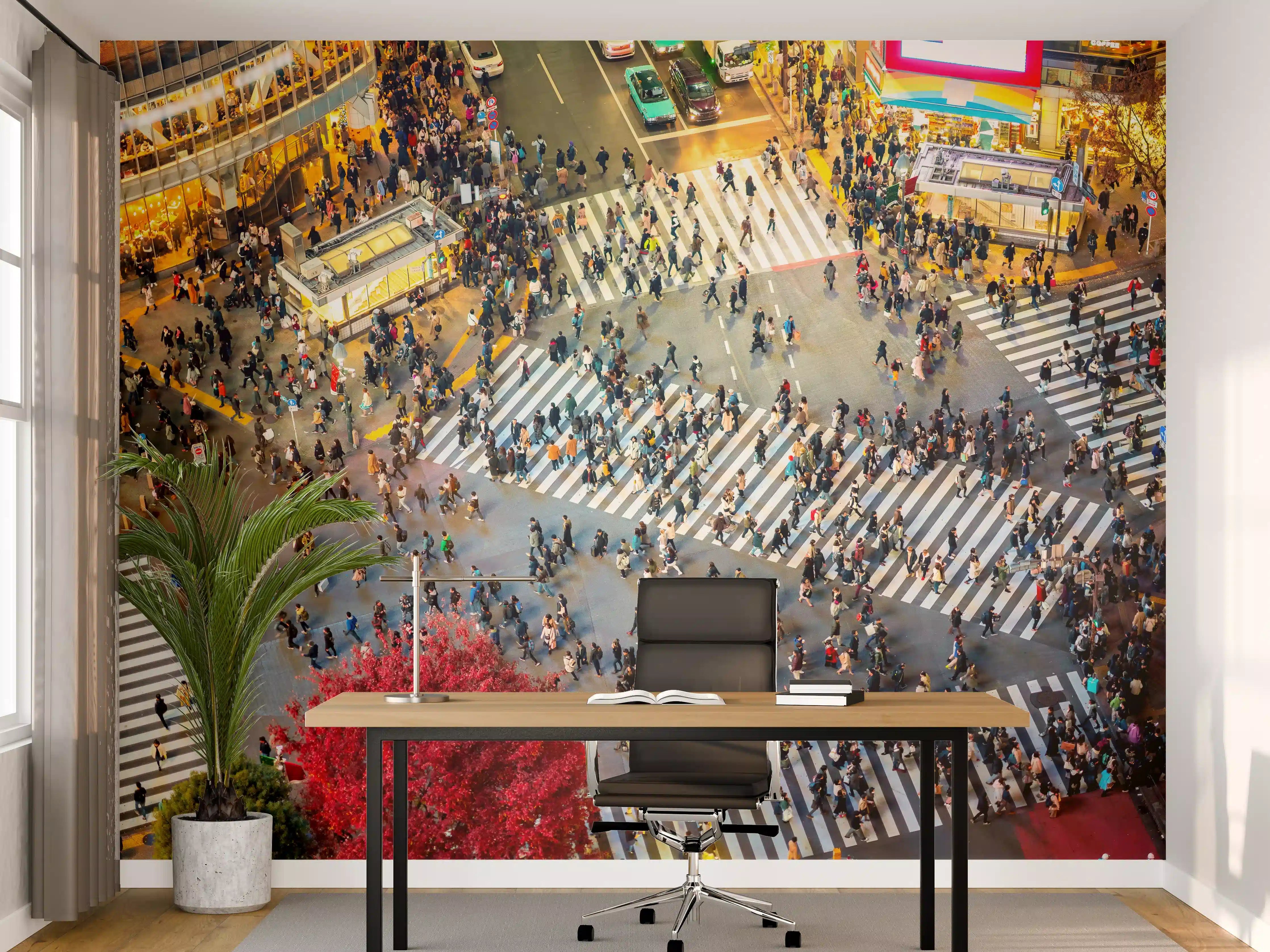 Büro Wandgestaltung - Lebhafte Shibuya-Kreuzung von Oben