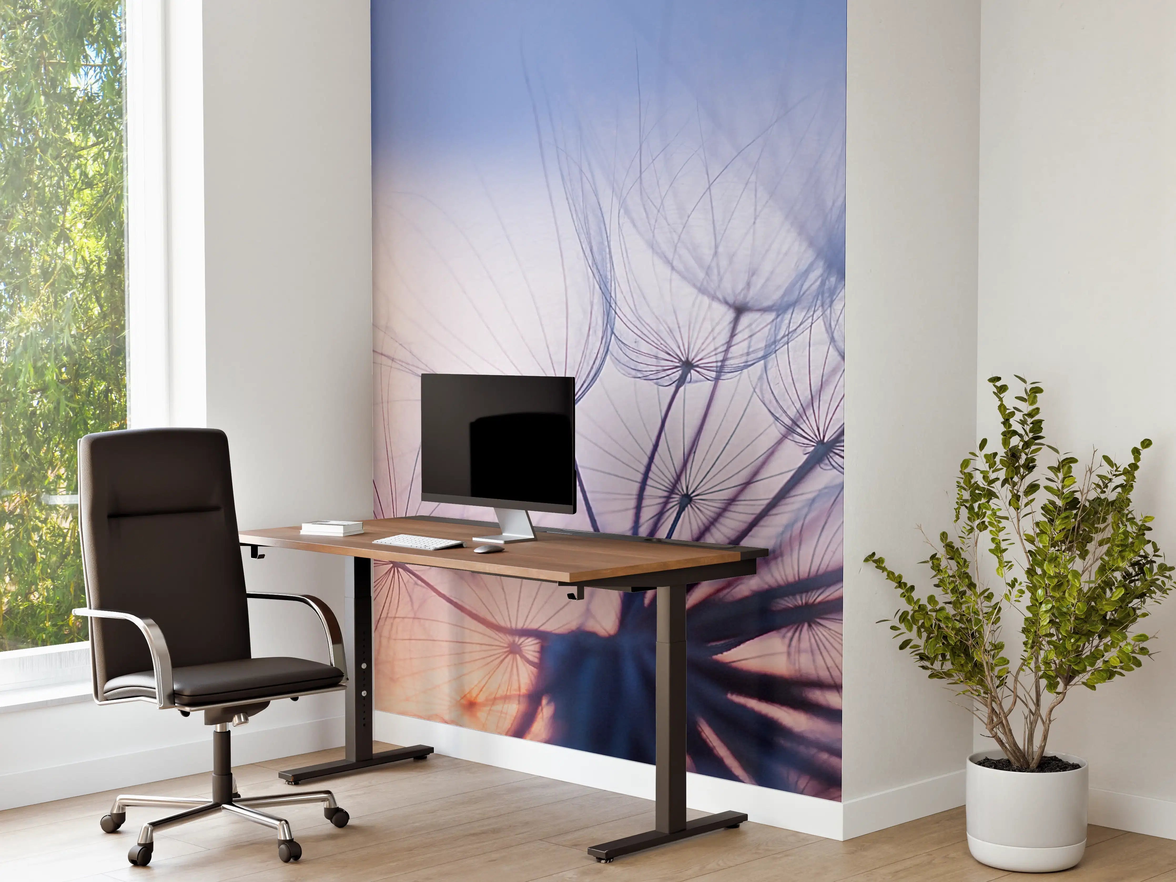 Büro Wandgestaltung - Leuchtende Pusteblume bei Sonnenuntergang