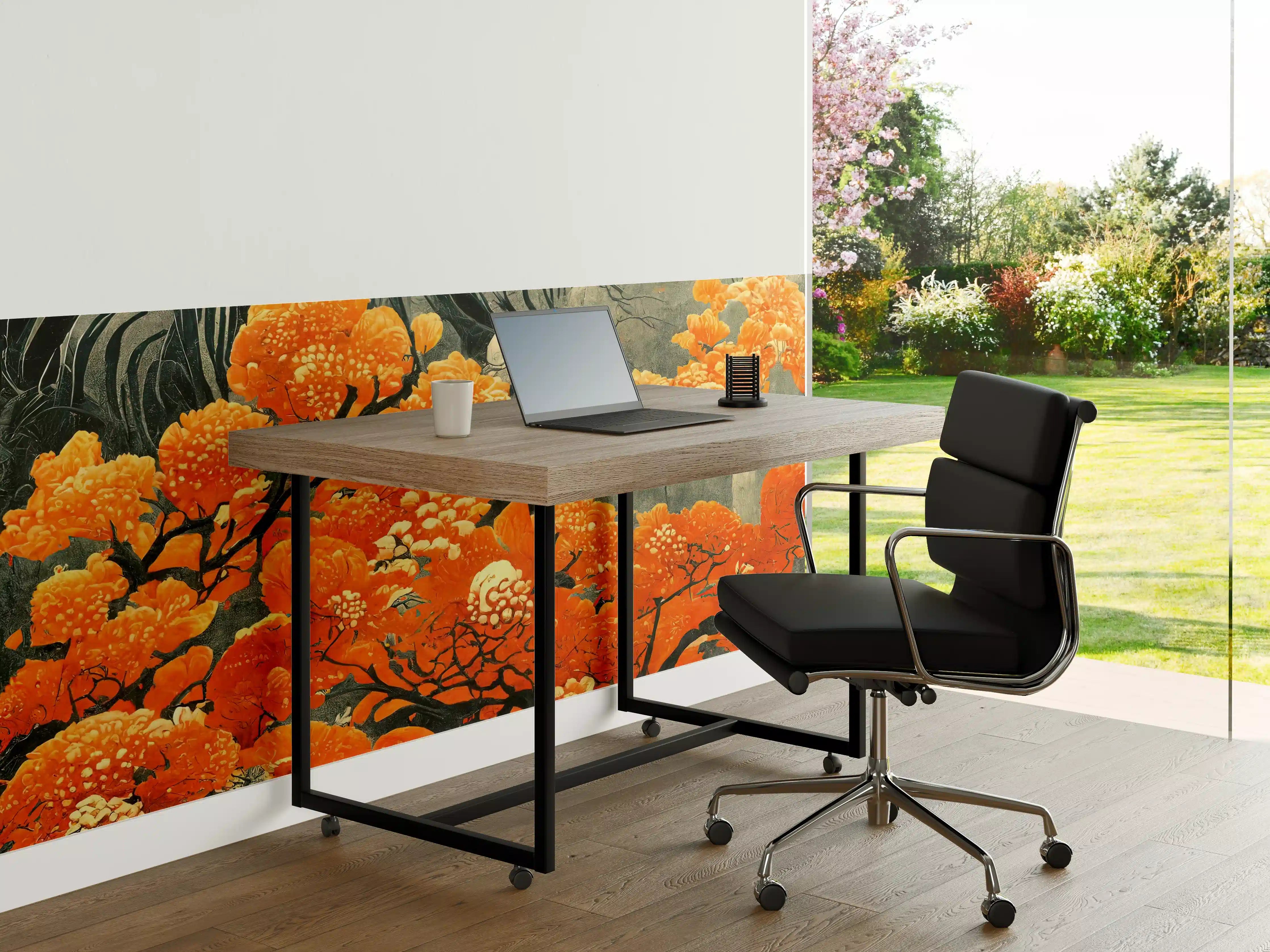 Büro Wandgestaltung - Leuchtende orange Blütenpracht