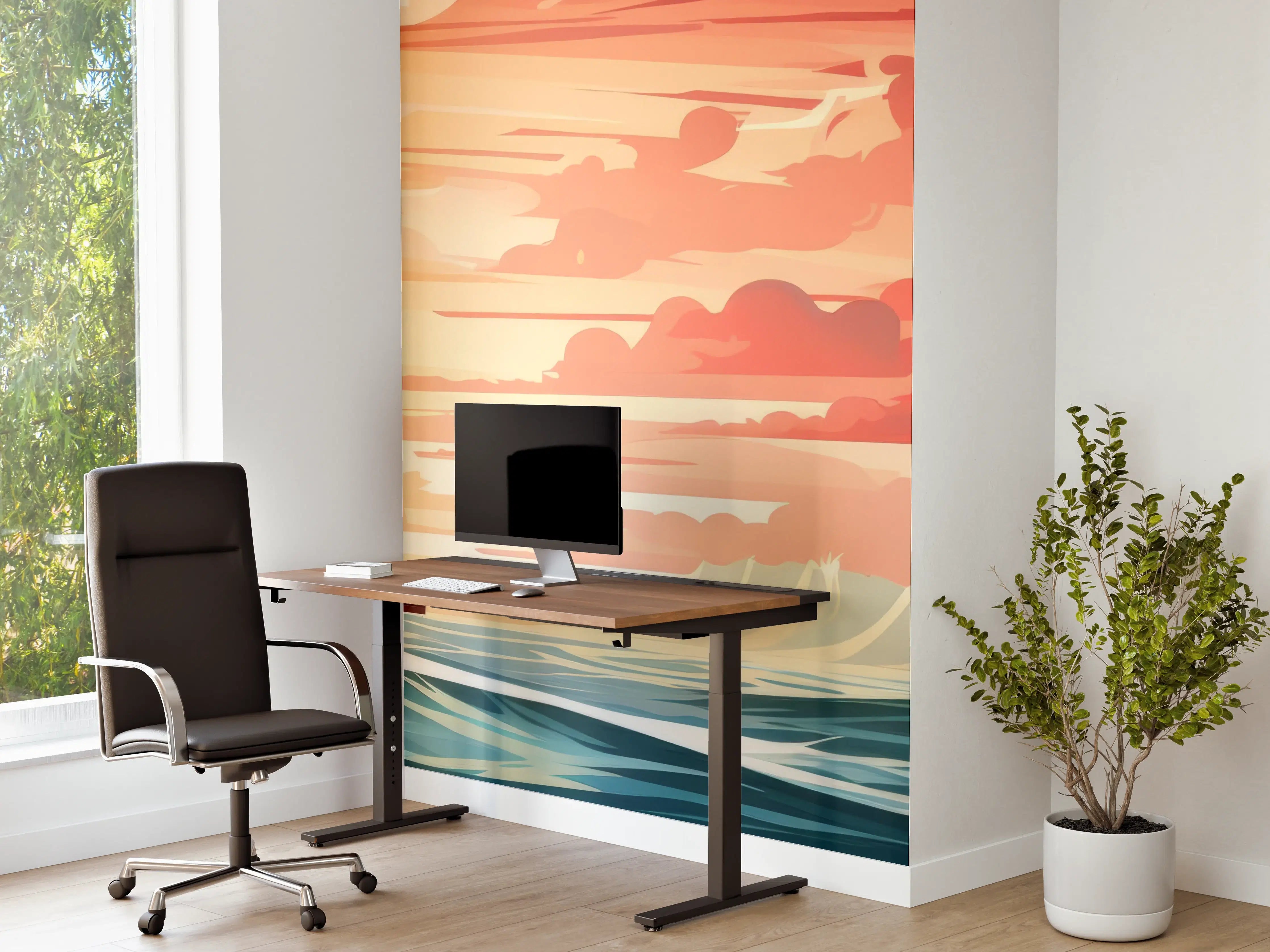 Büro Wandgestaltung - Leuchtturm am Sonnenuntergang