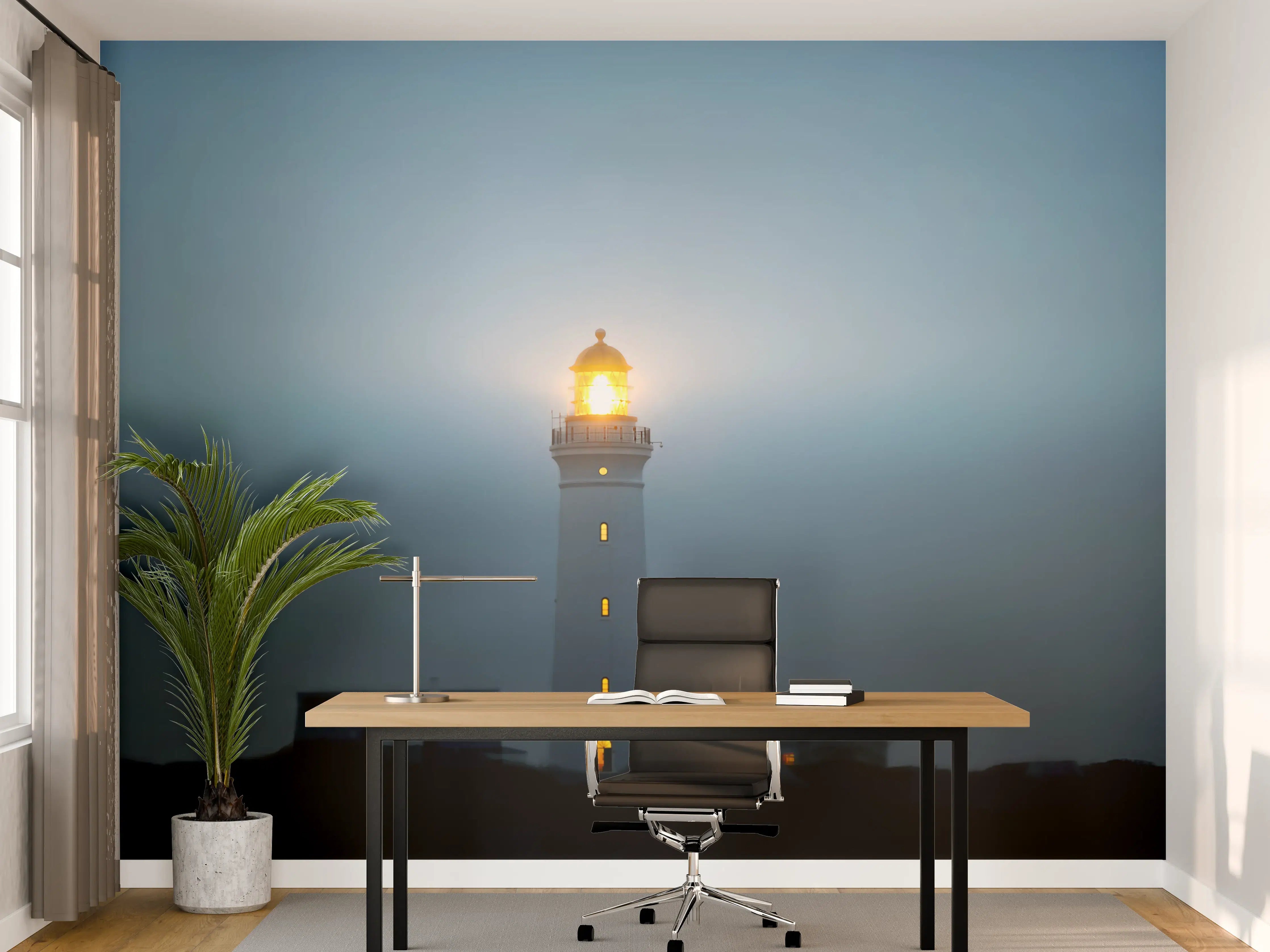 Büro Wandgestaltung - Leuchtturm im dunkeln