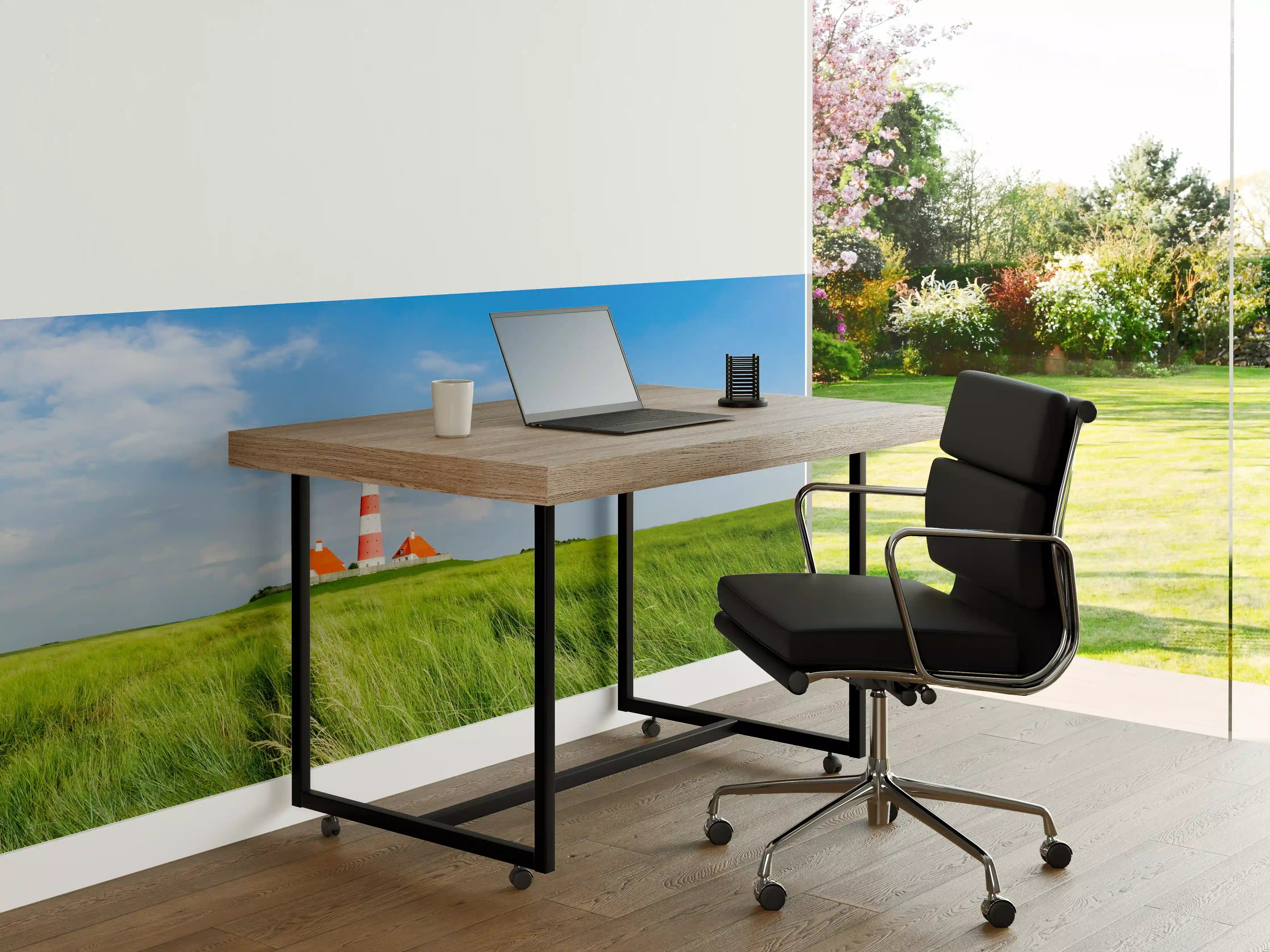 Büro Wandgestaltung - Leuchtturm in der grünen Landschaft